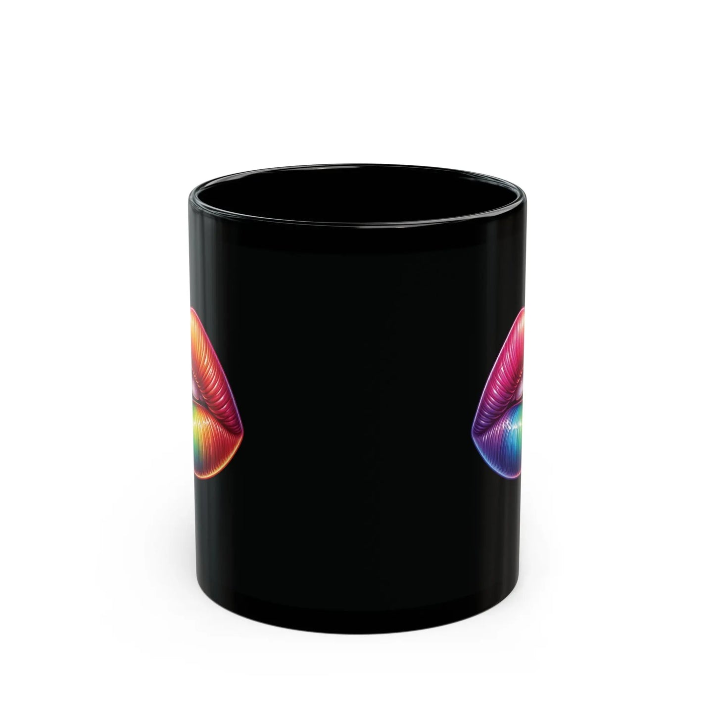 Kiss Whoever the Hell You Want - Bold and Vibrant Lips - Black Ceramic Mug (11oz, 15oz) - Thirstique