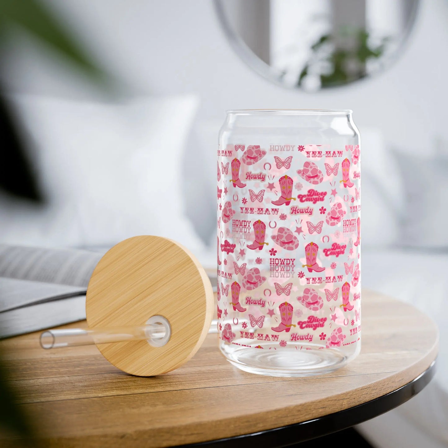 Pink Rodeo Retro Sipper Glass (16oz) - Thirstique