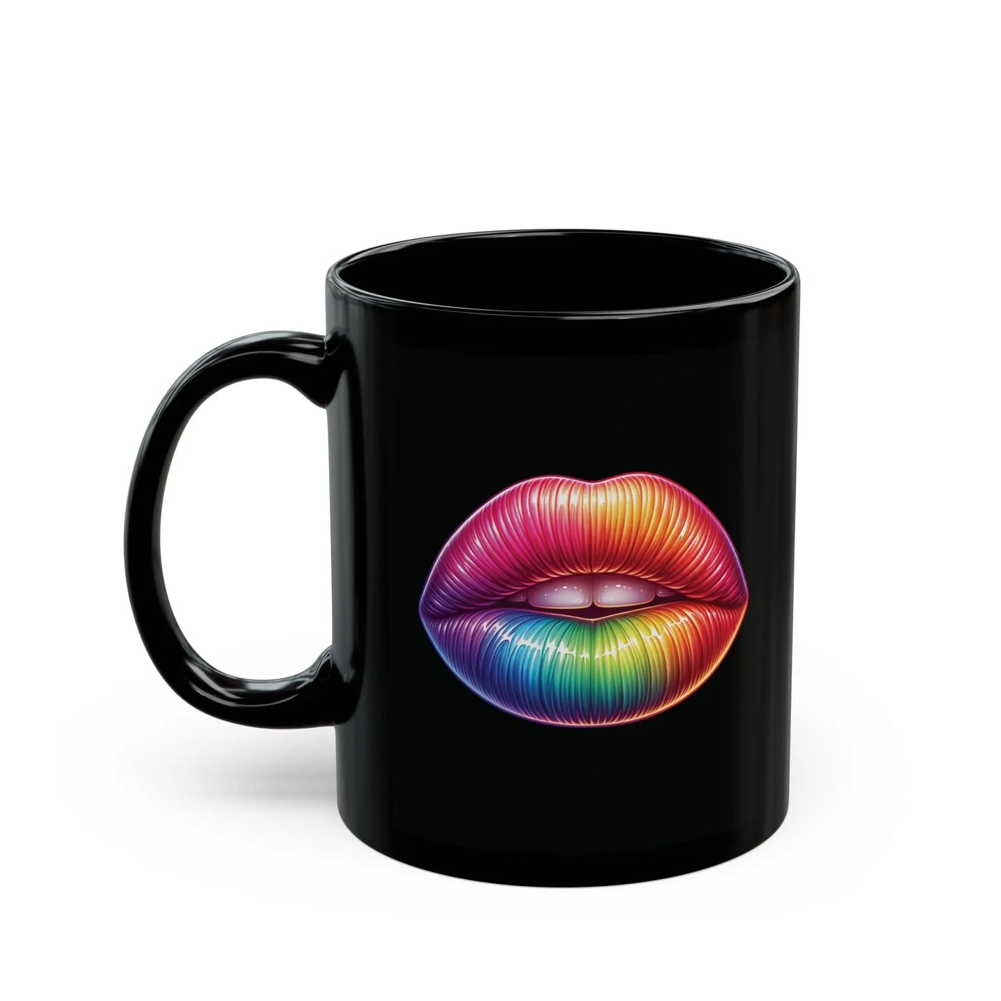 Kiss Whoever the Hell You Want - Bold and Vibrant Lips - Black Ceramic Mug (11oz, 15oz) - Thirstique