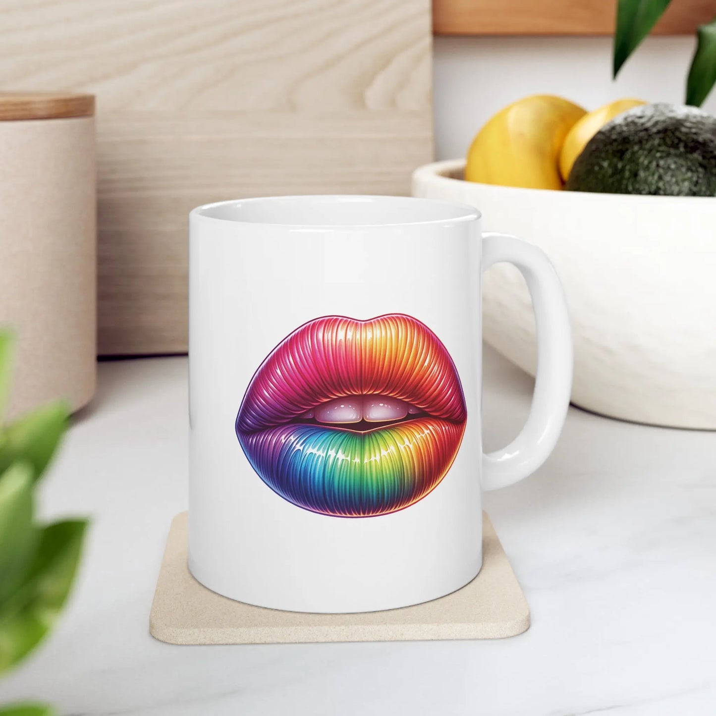 Kiss Whoever the Hell You Want - Bold and Vibrant Lips - White Ceramic Mug (11oz, 15oz) - Thirstique