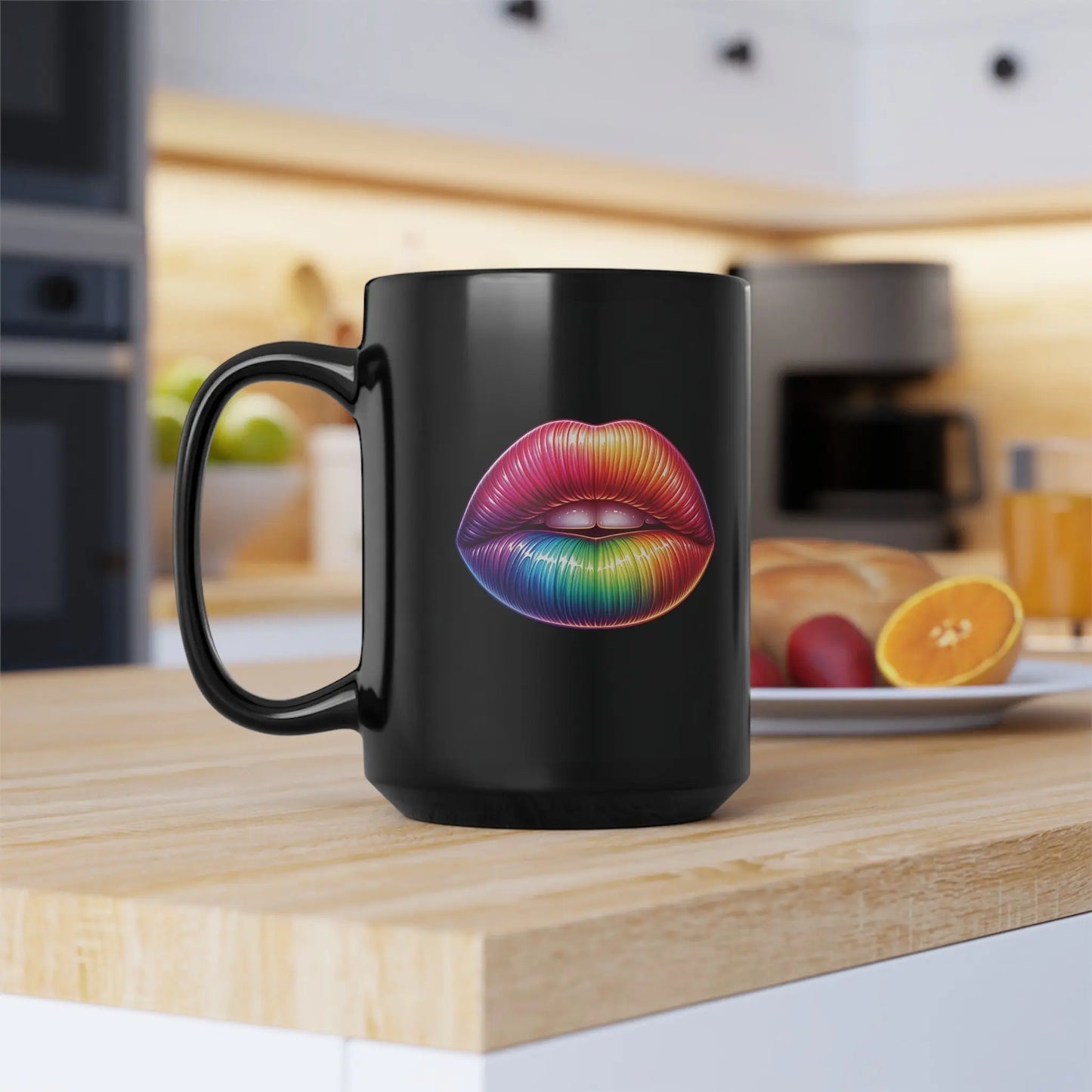 Kiss Whoever the Hell You Want - Bold and Vibrant Lips - Black Ceramic Mug (11oz, 15oz) - Thirstique
