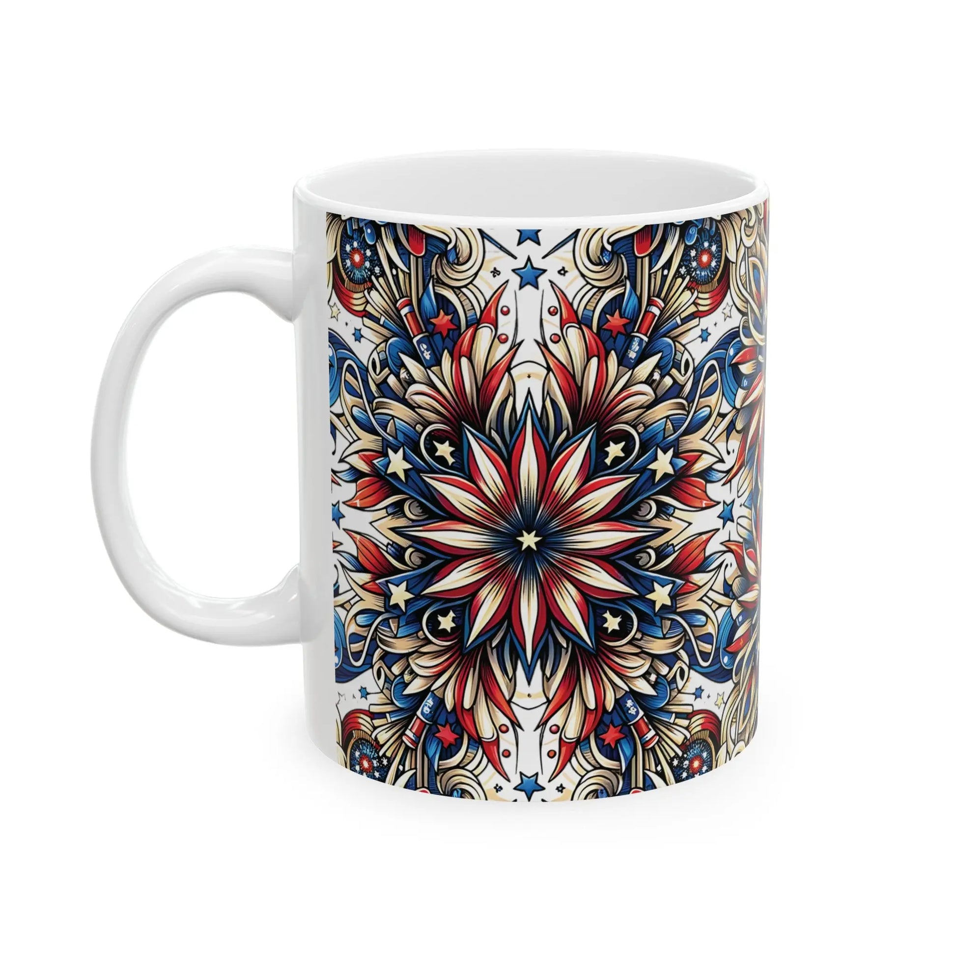 Liberty Lattice White Ceramic Mug  (11oz, 15oz) -  Thirstique