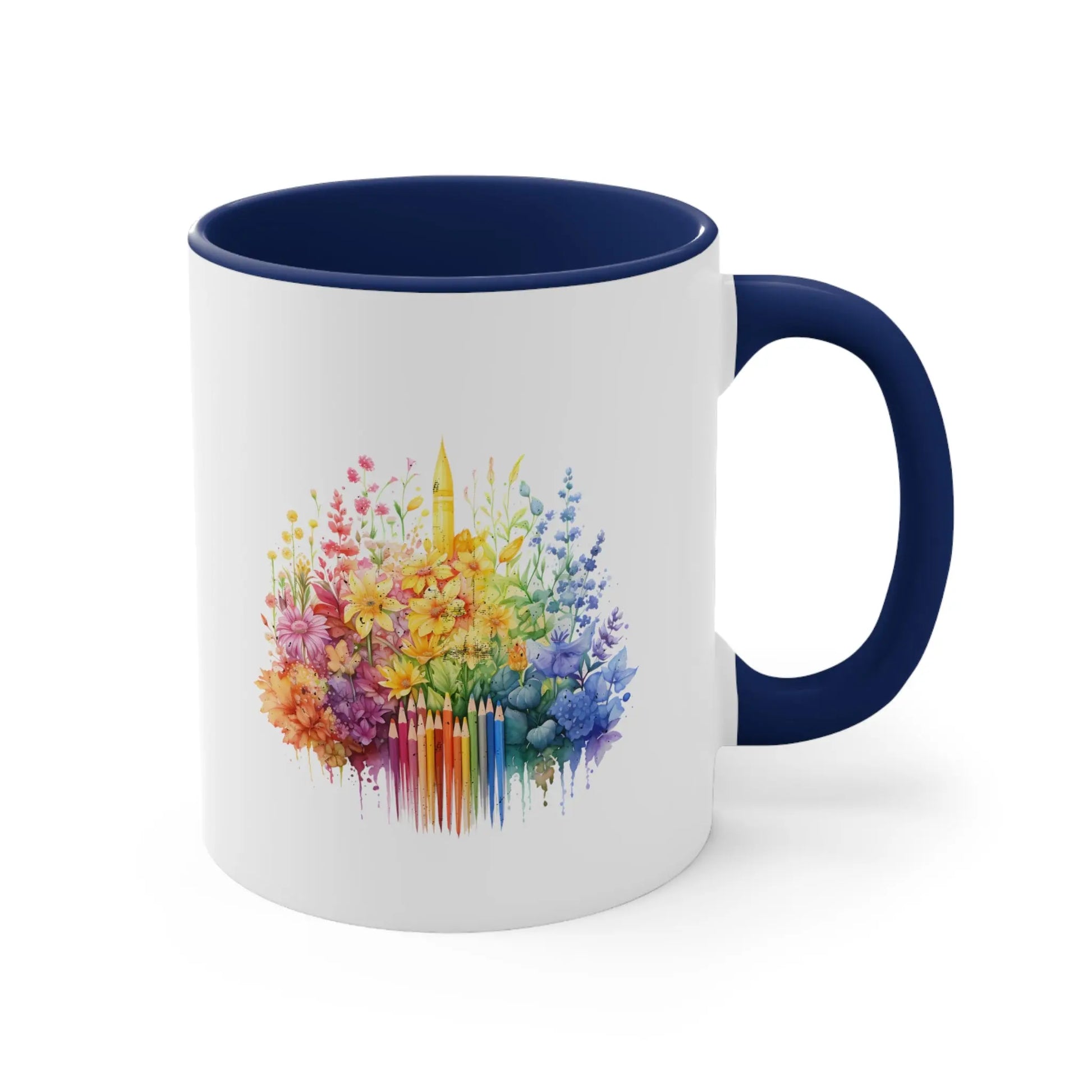 Rainbow Crayon Flower  - Autism Awareness Mug (White with Accent Colour | 11oz) -  Thirstique