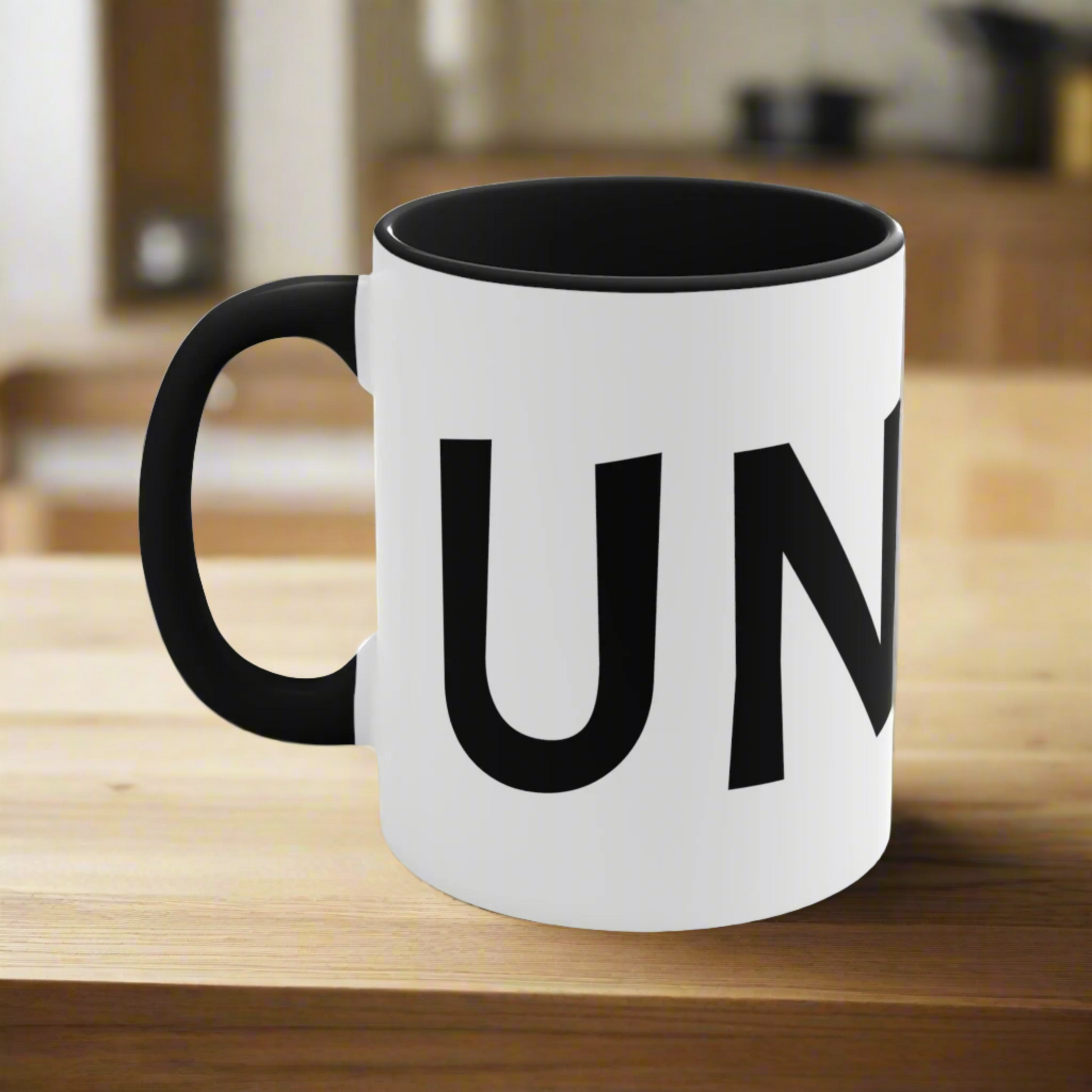 C-handle UNT Ceramic Coffee Mug (White with black accent | 11oz) Thirstique