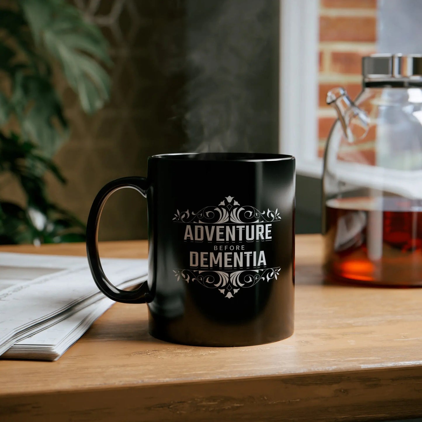 Adventure Before Dementia Black Ceramic Mug (11oz) Printify