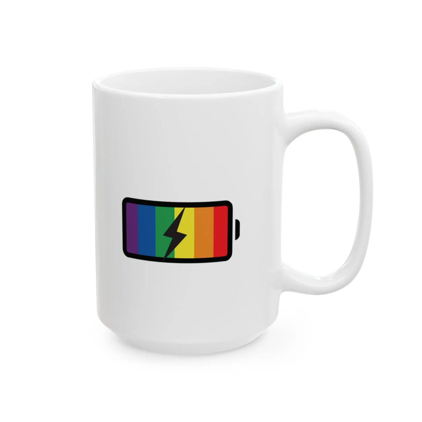 Pride Power Battery White Ceramic Mug  (11oz, 15oz) Printify