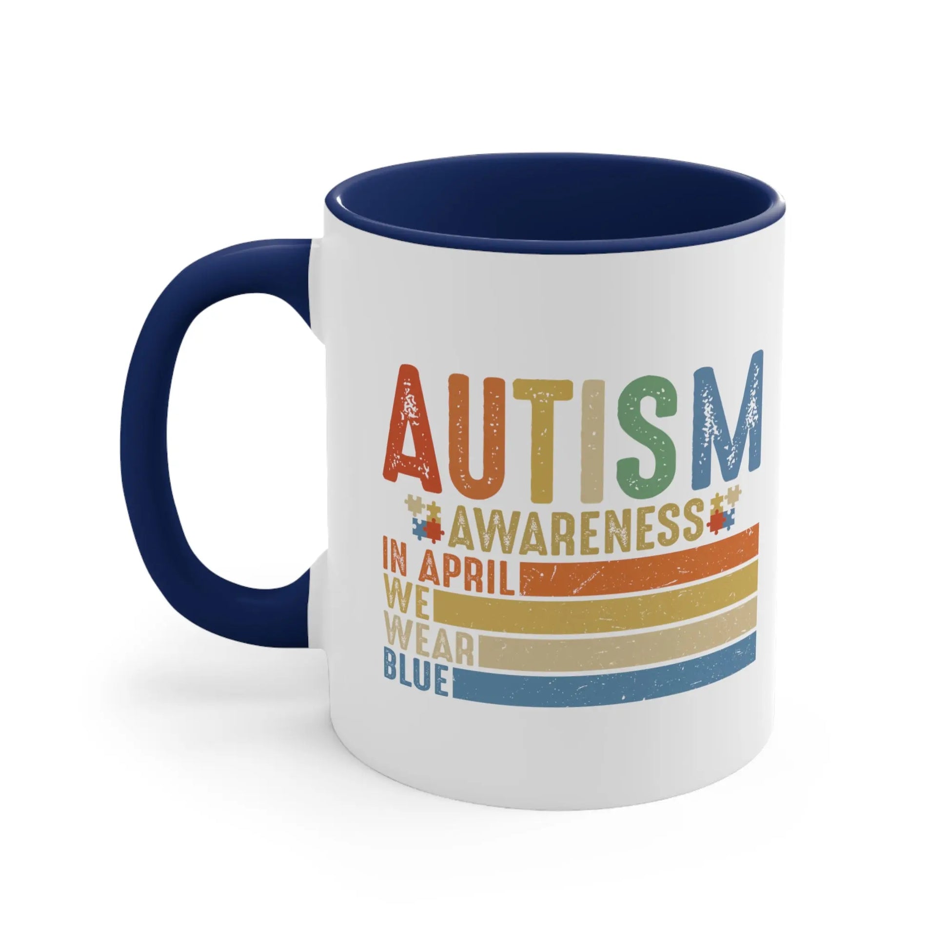 In April We Wear Blue - Autism Awareness Mug (White with Accent Colour | 11oz) -  Thirstique