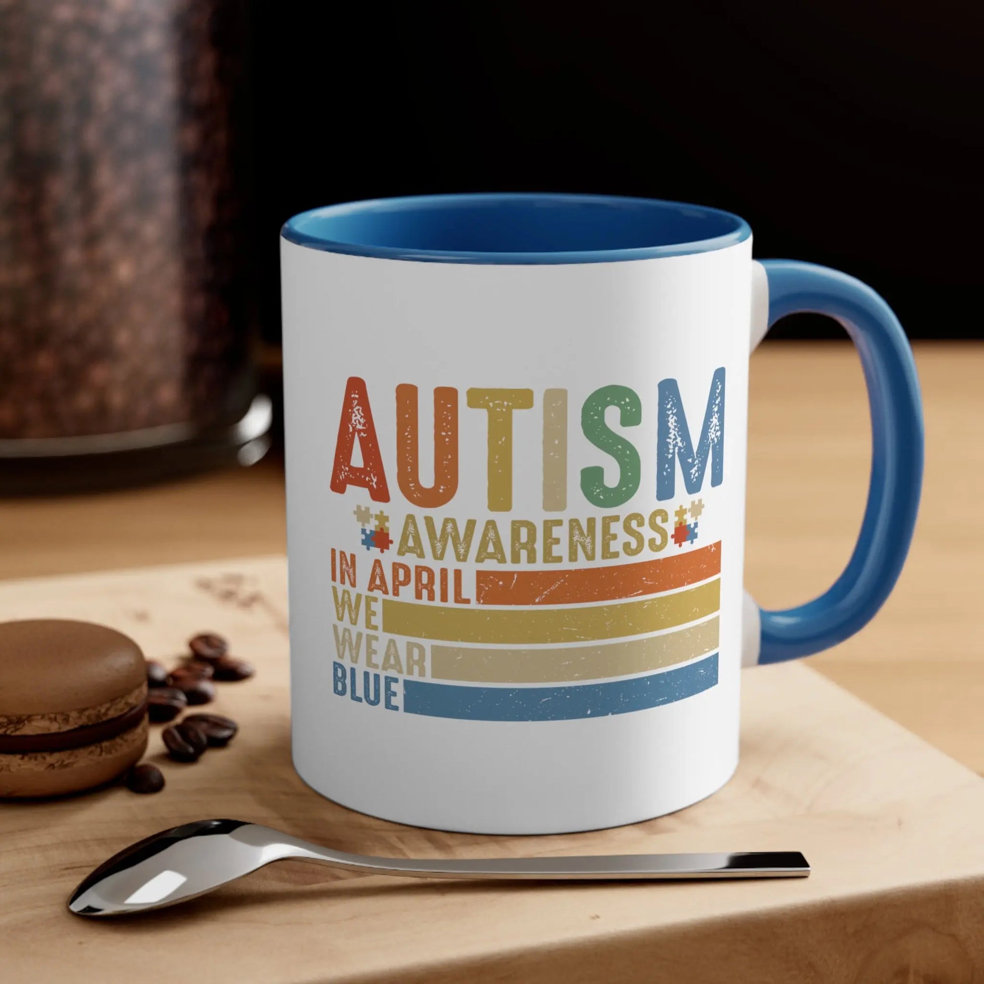 In April We Wear Blue - Autism Awareness Mug (White with Accent Colour | 11oz) -  Thirstique