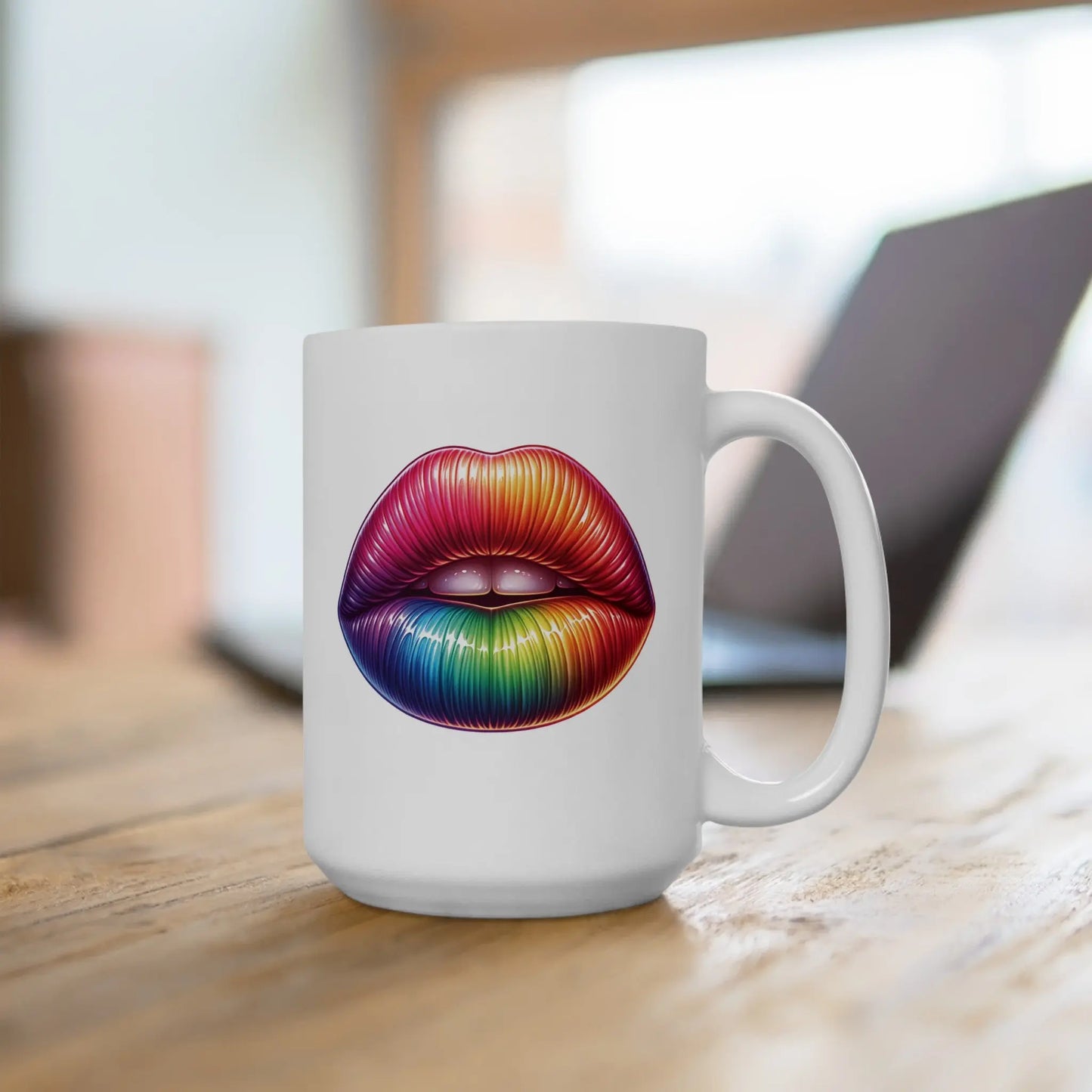 Kiss Whoever the Hell You Want - Bold and Vibrant Lips - White Ceramic Mug  (11oz, 15oz) -  Thirstique