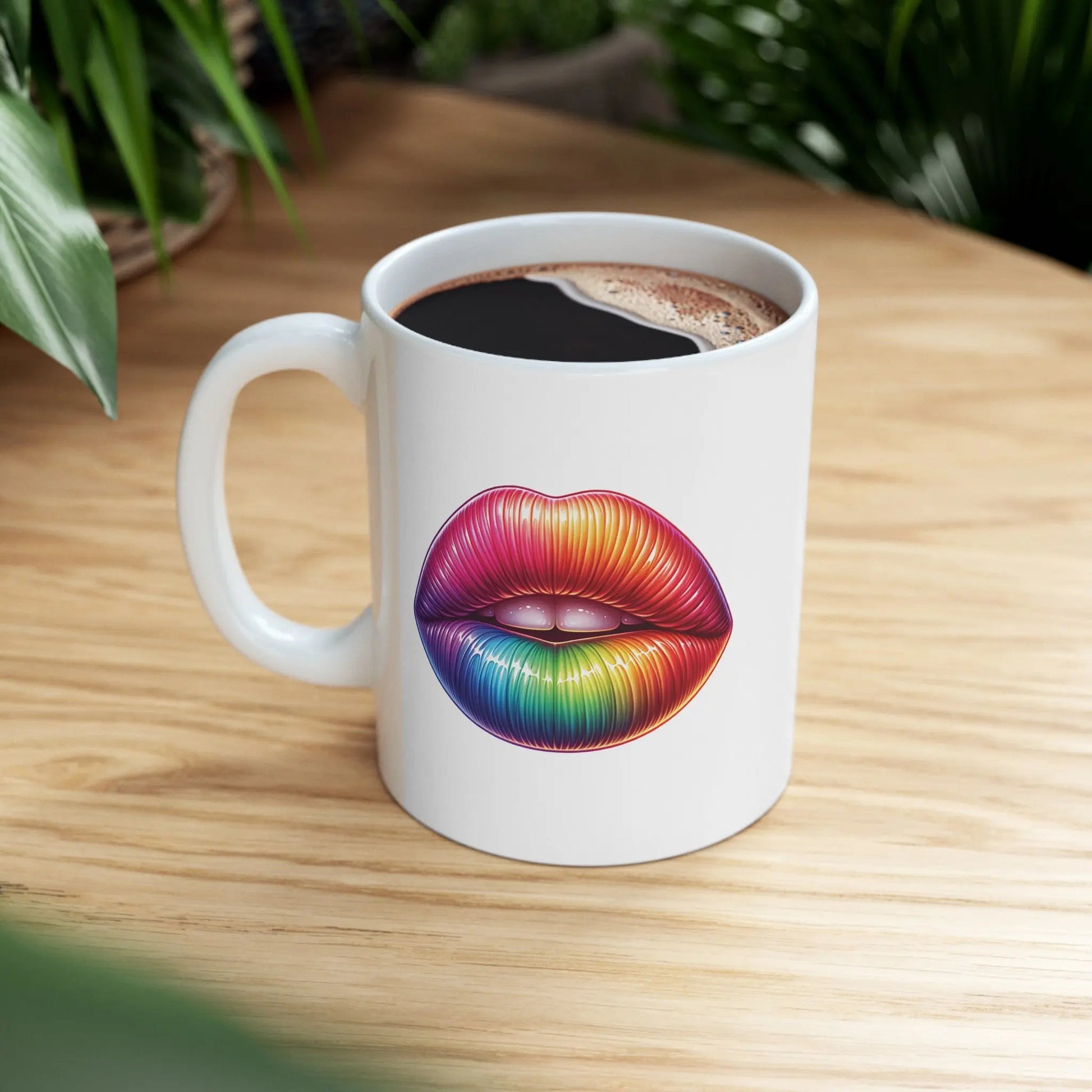 Kiss Whoever the Hell You Want - Bold and Vibrant Lips - White Ceramic Mug  (11oz, 15oz) -  Thirstique