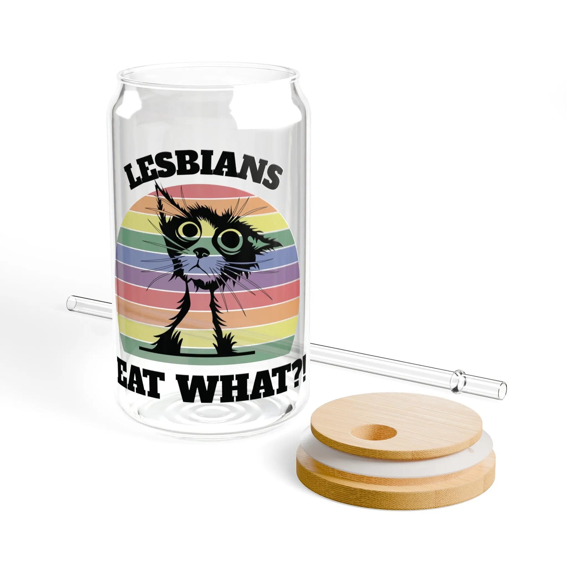 Lesbians Eat What?! - Playful Cat Pride Sipper Glass (16oz) -  Thirstique