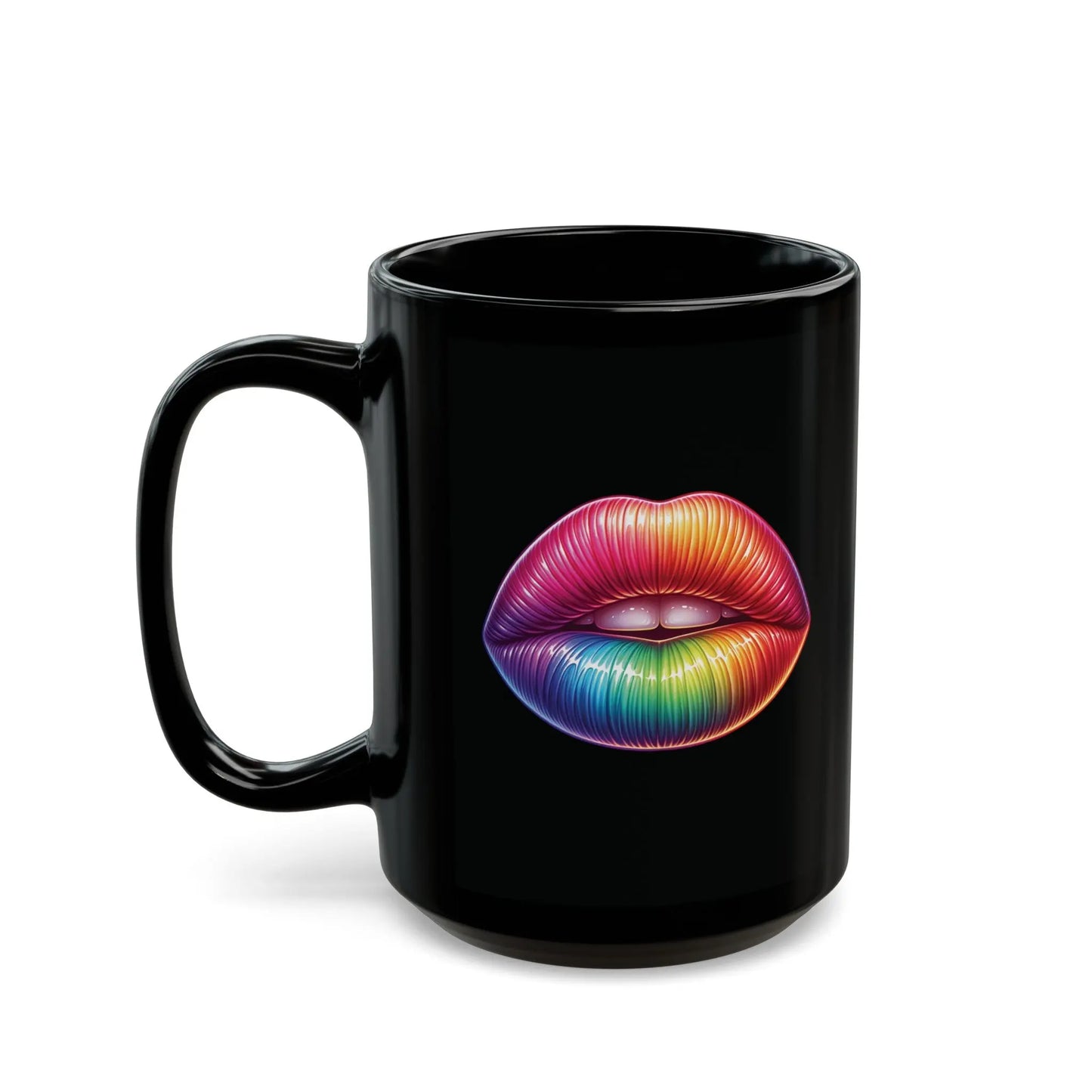 Kiss Whoever the Hell You Want - Bold and Vibrant Lips -  Black Ceramic Mug (11oz, 15oz) -  Thirstique