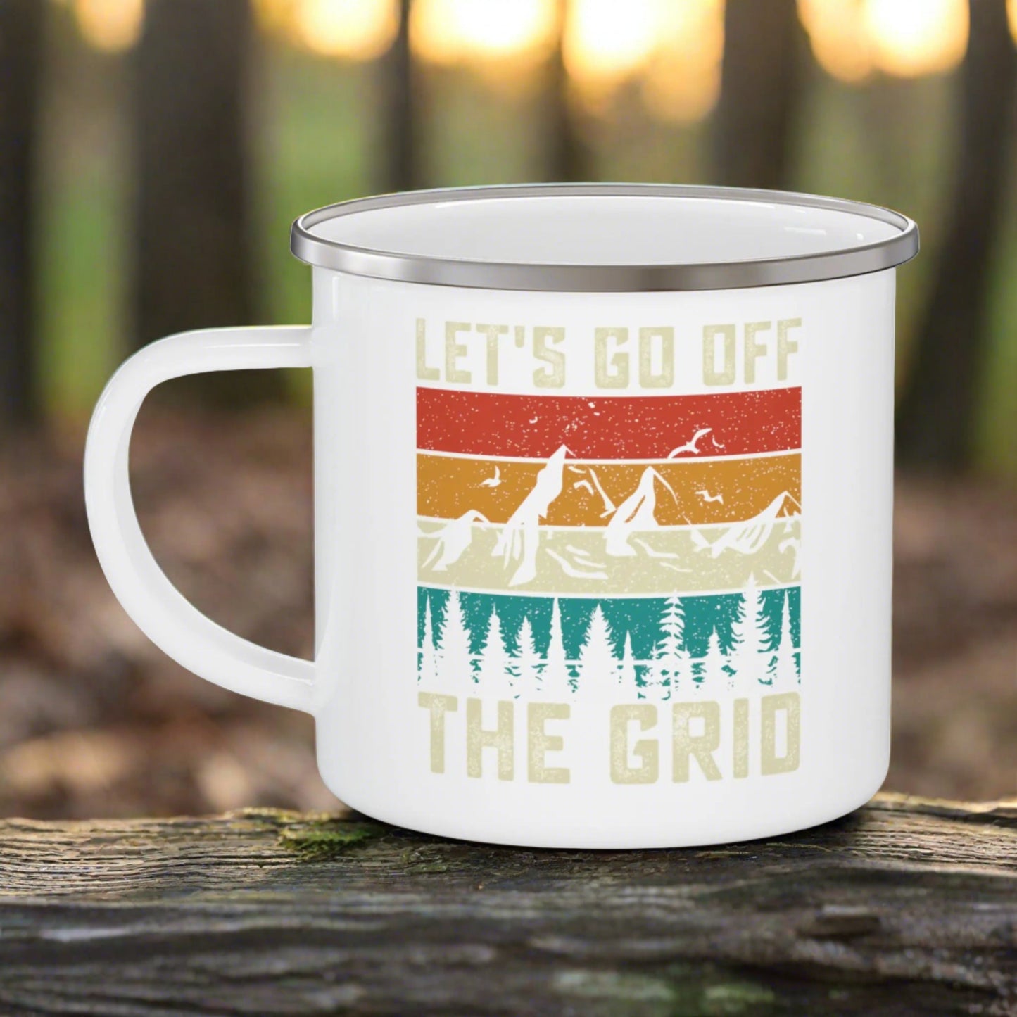 Lets get off the grid Enamel Camping Mug (12oz) -  Thirstique