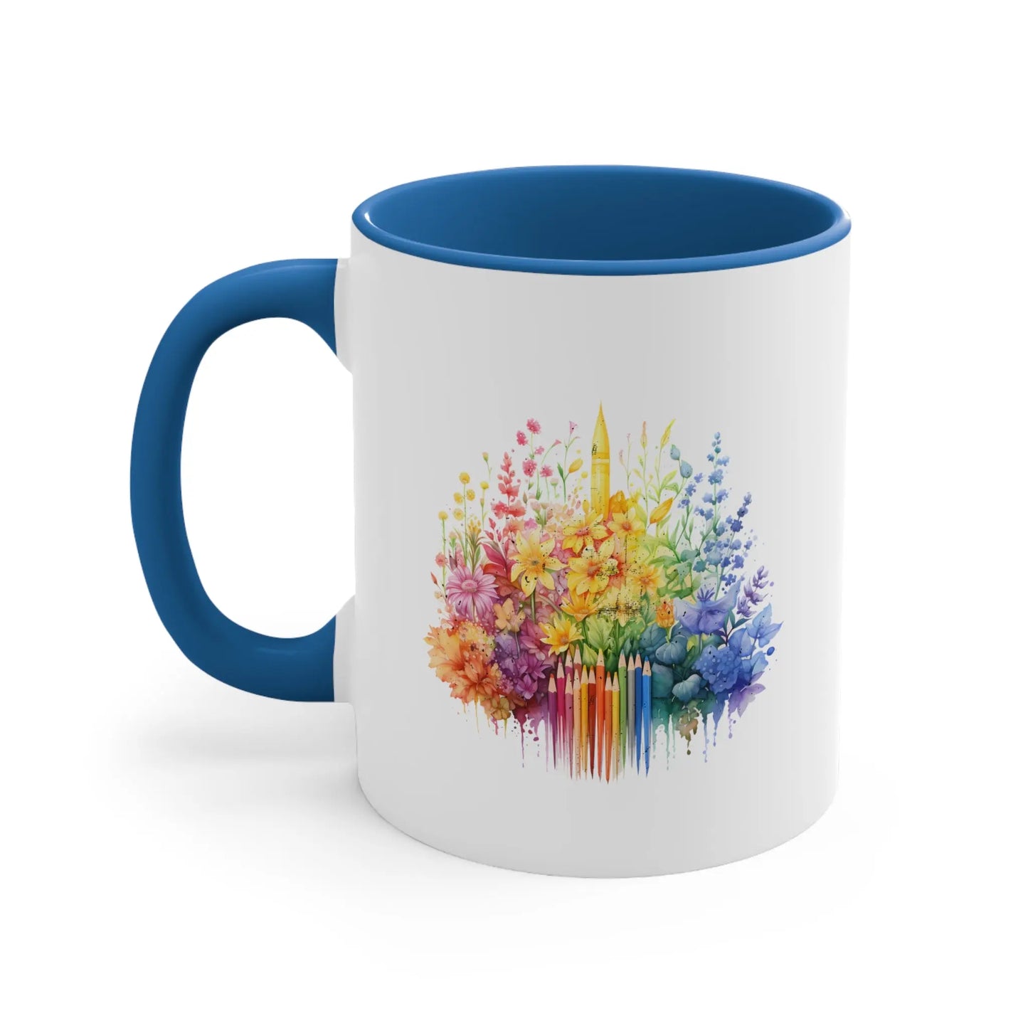 Rainbow Crayon Flower  - Autism Awareness Mug (White with Accent Colour | 11oz) -  Thirstique