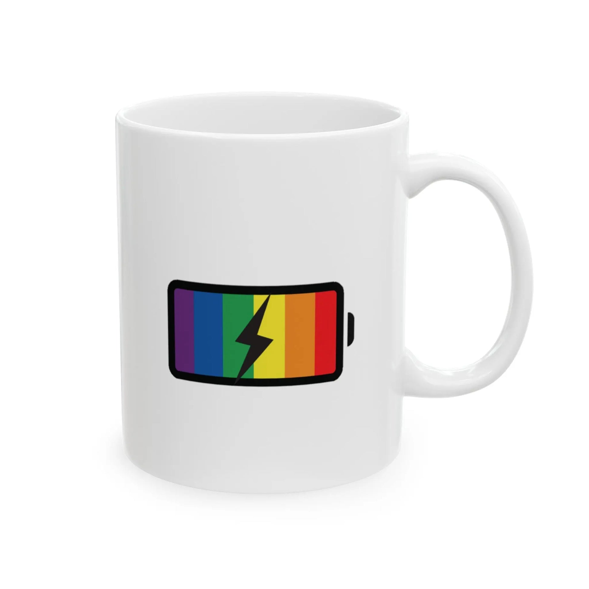 Pride Power Battery White Ceramic Mug  (11oz, 15oz) Printify