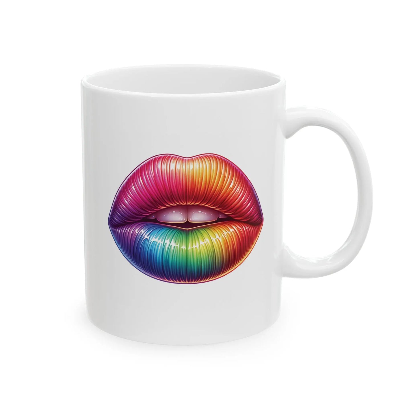 Kiss Whoever the Hell You Want - Bold and Vibrant Lips - White Ceramic Mug  (11oz, 15oz) -  Thirstique