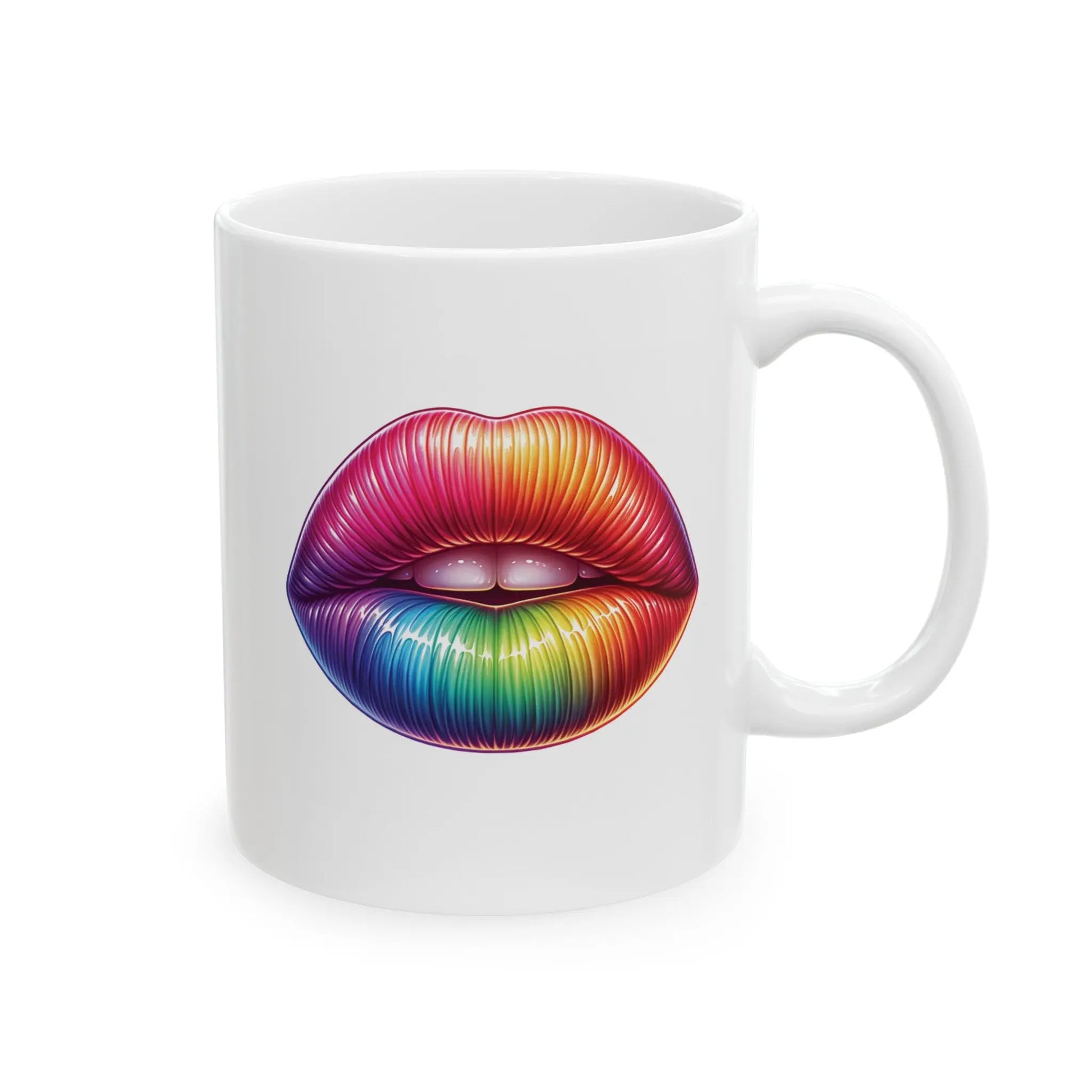 Kiss Whoever the Hell You Want - Bold and Vibrant Lips - White Ceramic Mug  (11oz, 15oz) -  Thirstique