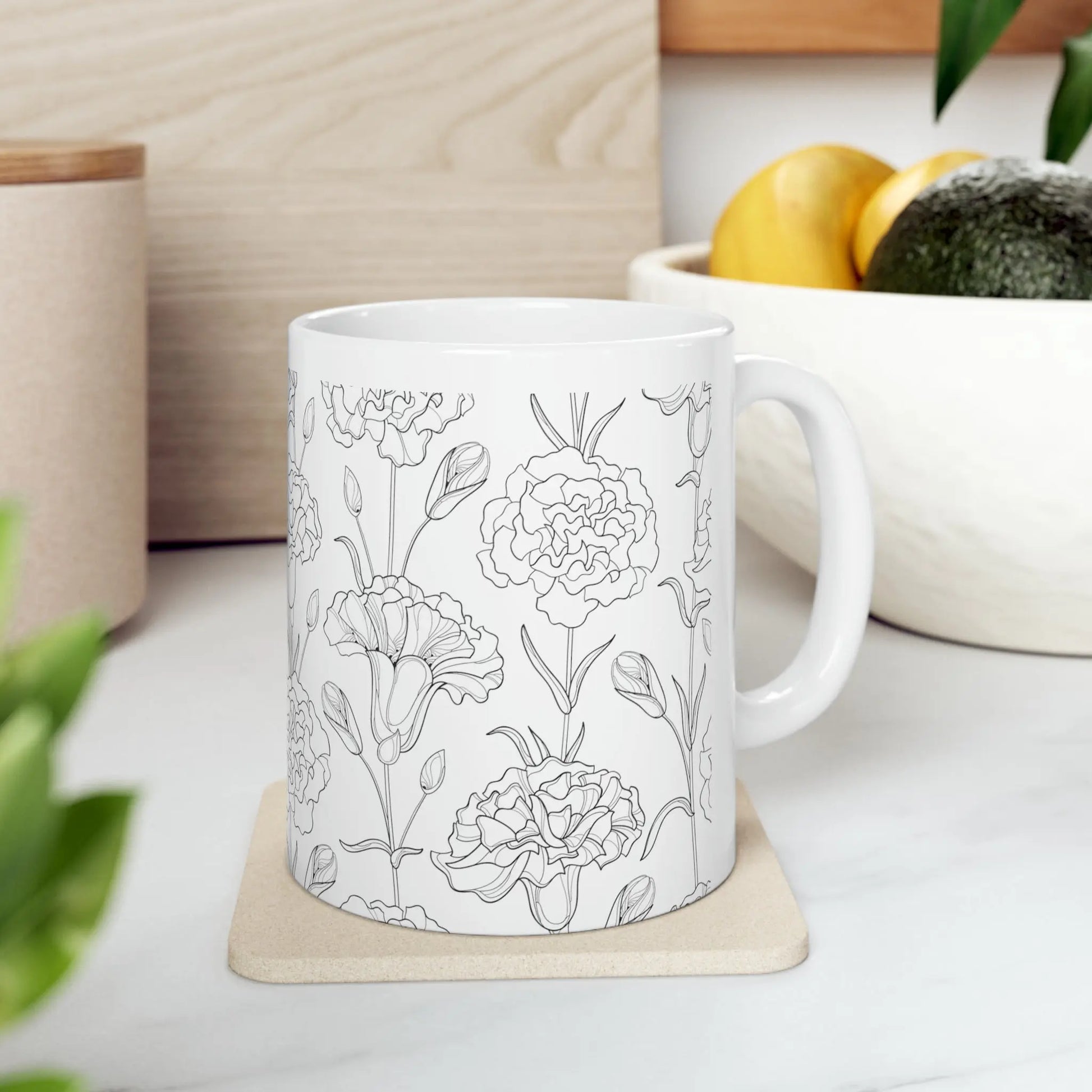 Carnation Ceramic Coffee Mug (White |11oz) -  Thirstique