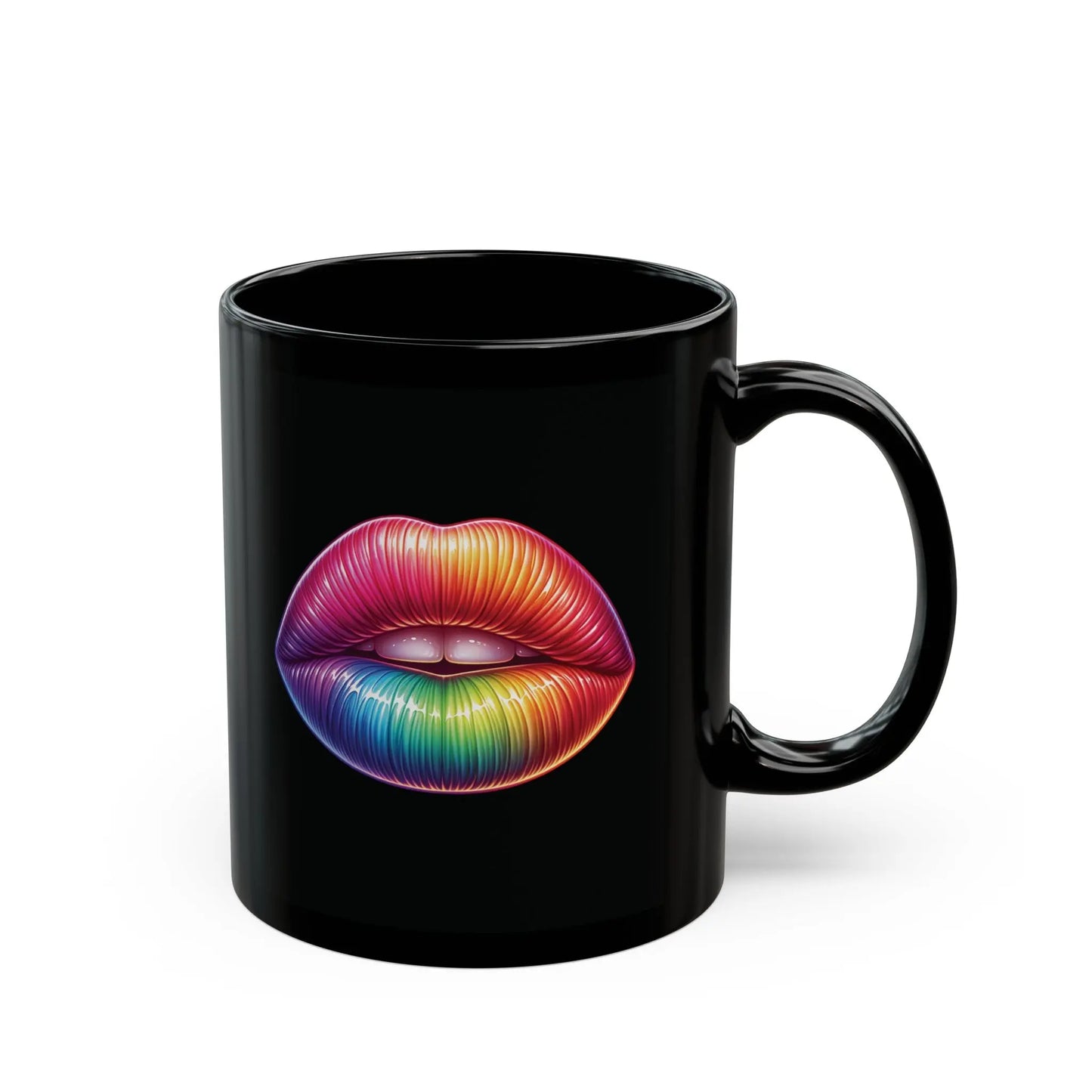 Kiss Whoever the Hell You Want - Bold and Vibrant Lips -  Black Ceramic Mug (11oz, 15oz) -  Thirstique