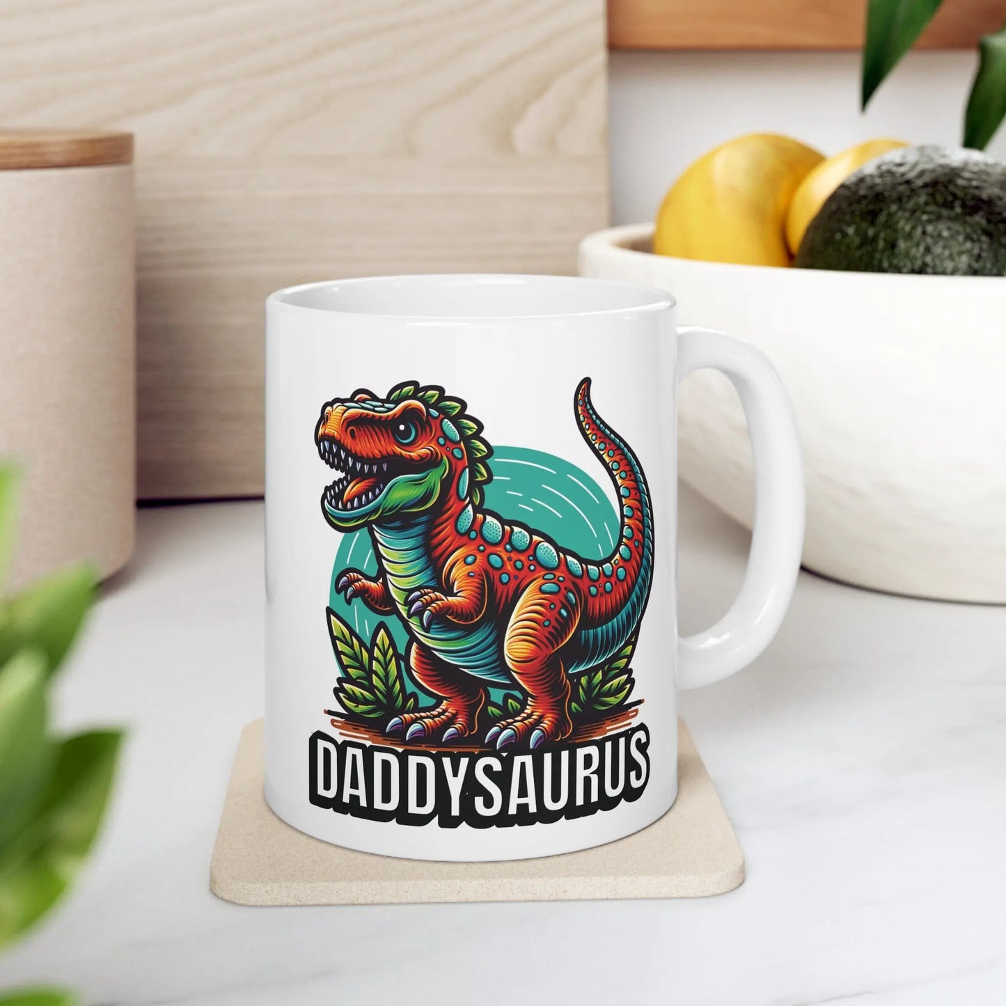 Daddysaurus Rex Ceramic Mug White Ceramic Mug  (11oz, 15oz) -  Thirstique