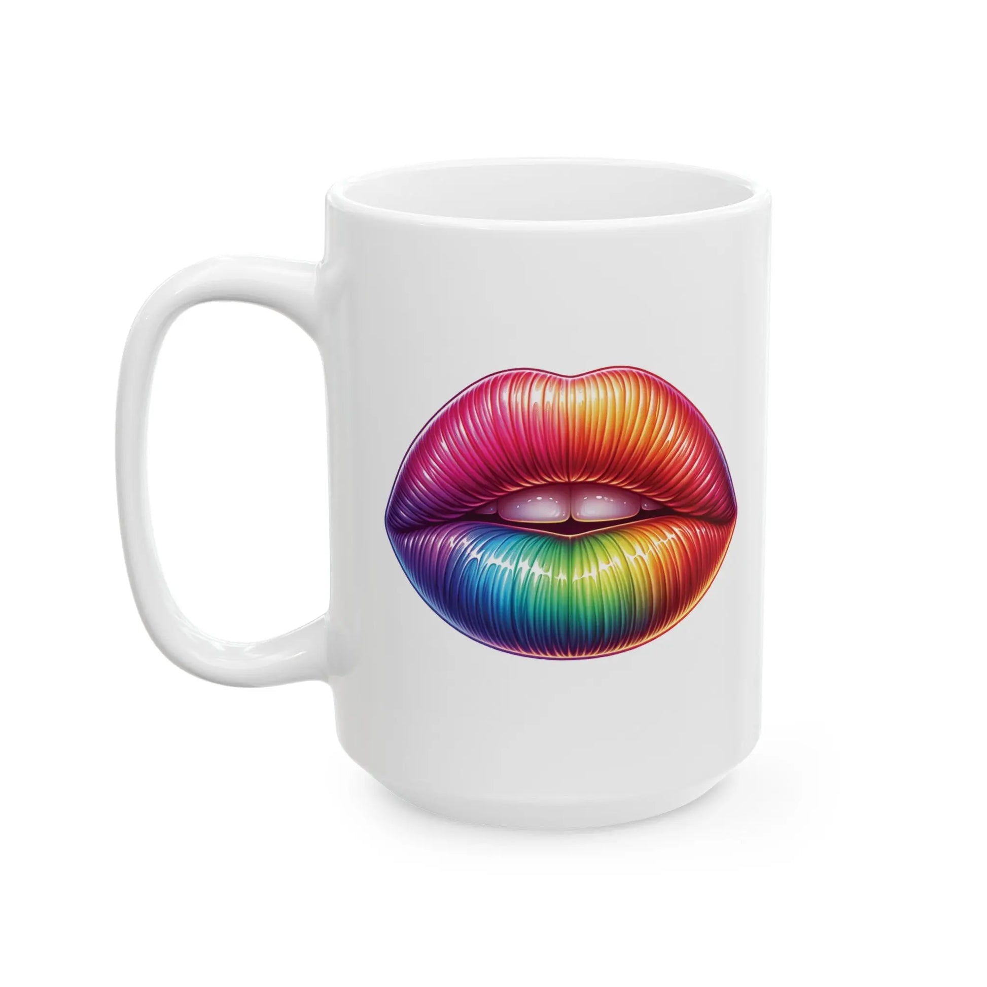 Kiss Whoever the Hell You Want - Bold and Vibrant Lips - White Ceramic Mug  (11oz, 15oz) -  Thirstique