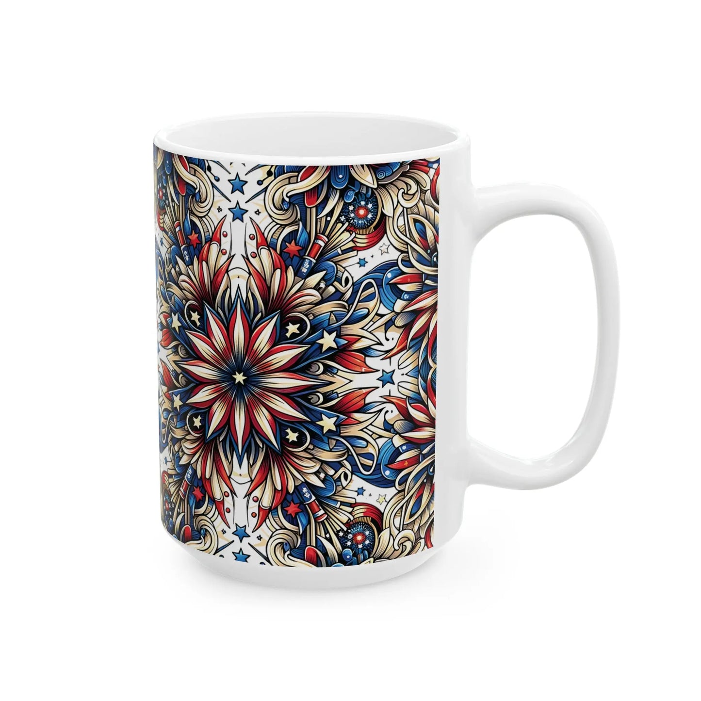 Liberty Lattice White Ceramic Mug  (11oz, 15oz) -  Thirstique