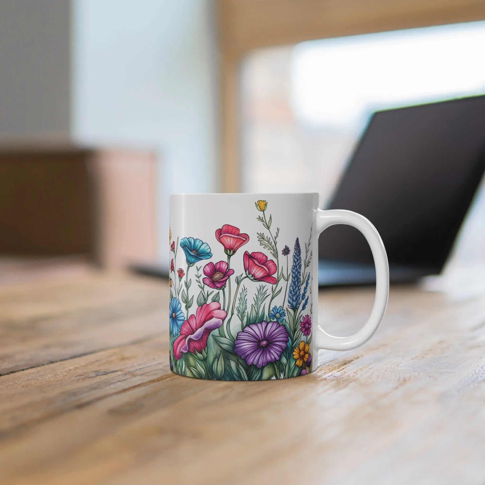 Wildflowers Ceramic Coffee Mug (White | 11oz) -  Thirstique