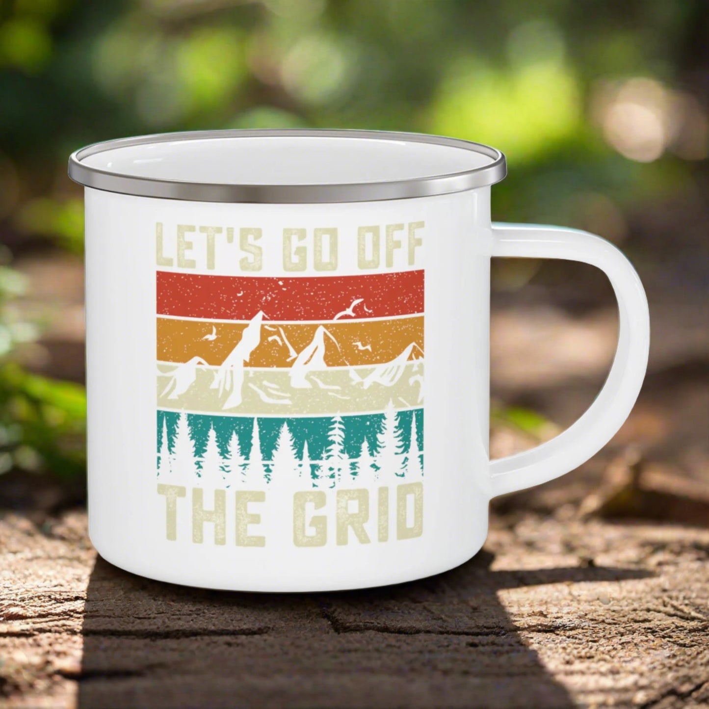 Lets get off the grid Enamel Camping Mug (12oz) -  Thirstique