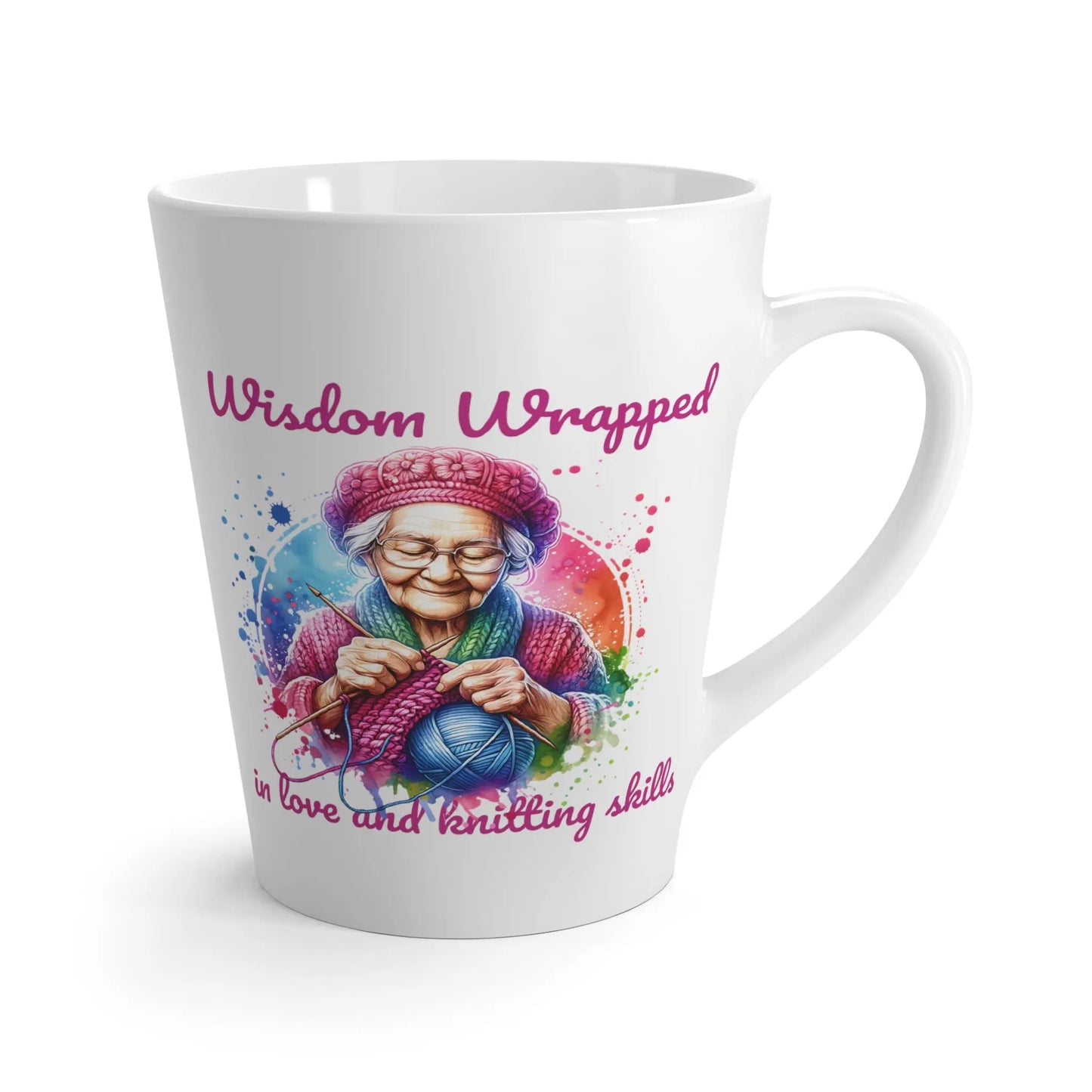 Wisdom Wrapped in Love and Knitting Skills Ceramic Latte Mug (White | 12oz) -  Thirstique