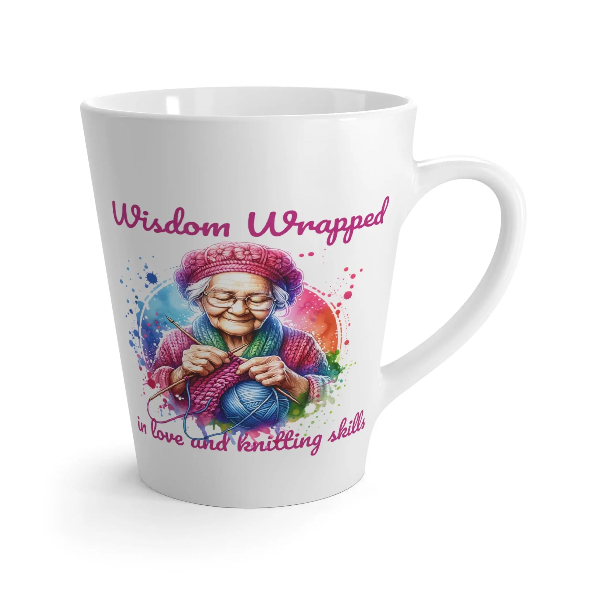 Wisdom Wrapped in Love and Knitting Skills Ceramic Latte Mug (White | 12oz) -  Thirstique