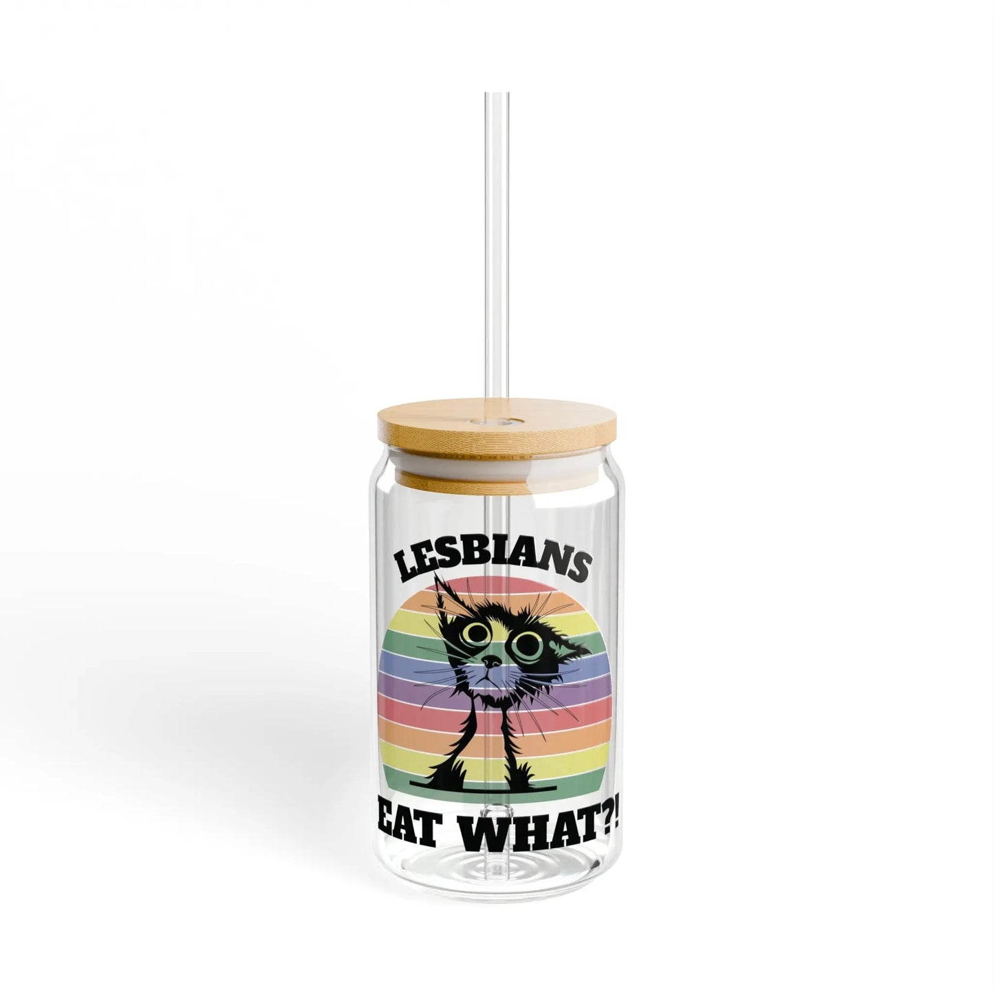 Lesbians Eat What?! - Playful Cat Pride Sipper Glass (16oz) -  Thirstique