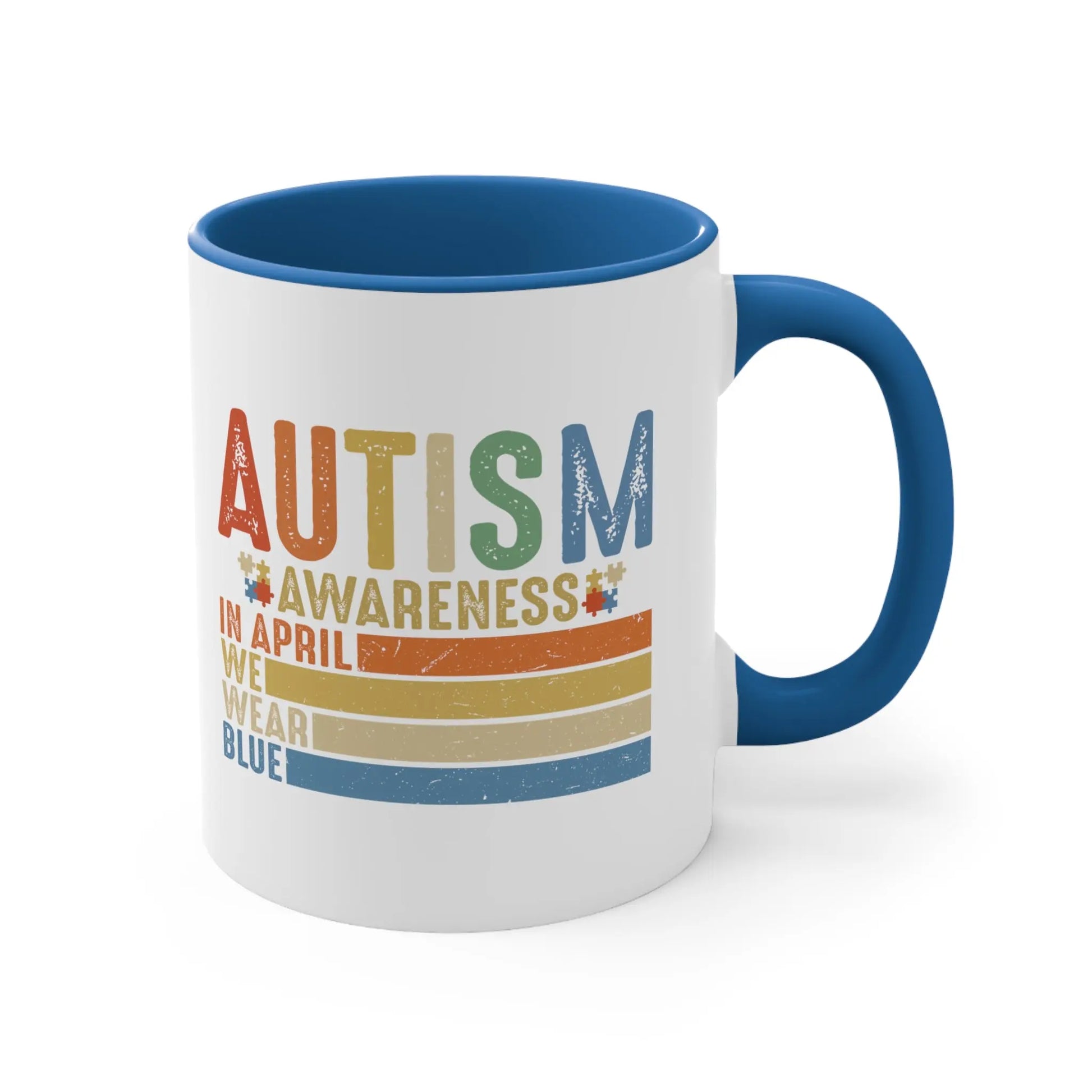 In April We Wear Blue - Autism Awareness Mug (White with Accent Colour | 11oz) -  Thirstique