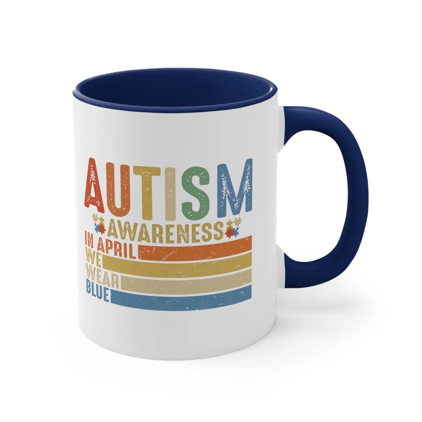 In April We Wear Blue - Autism Awareness Mug (White with Accent Colour | 11oz) -  Thirstique