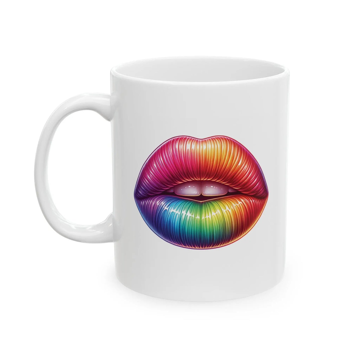 Kiss Whoever the Hell You Want - Bold and Vibrant Lips - White Ceramic Mug  (11oz, 15oz) -  Thirstique