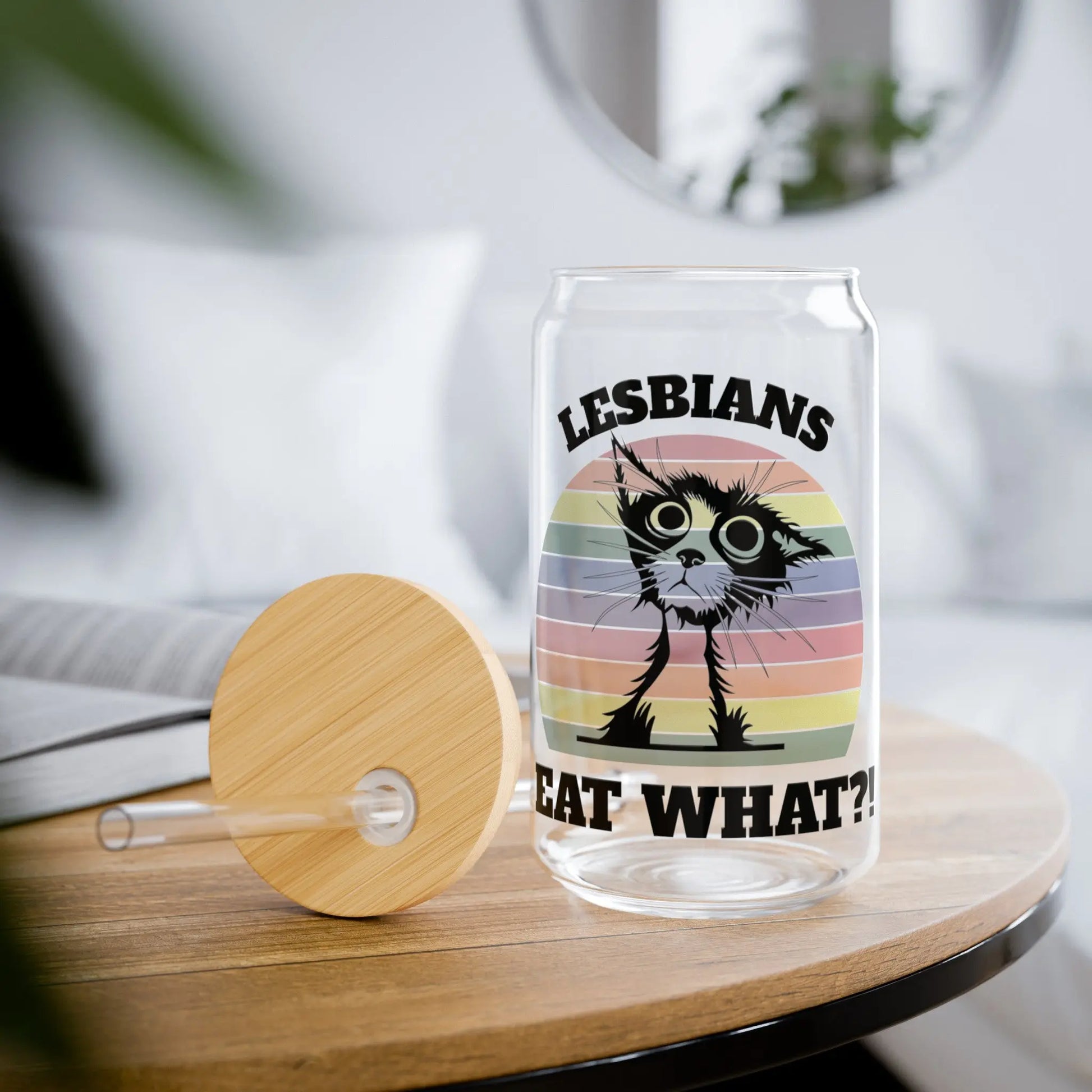 Lesbians Eat What?! - Playful Cat Pride Sipper Glass (16oz) -  Thirstique