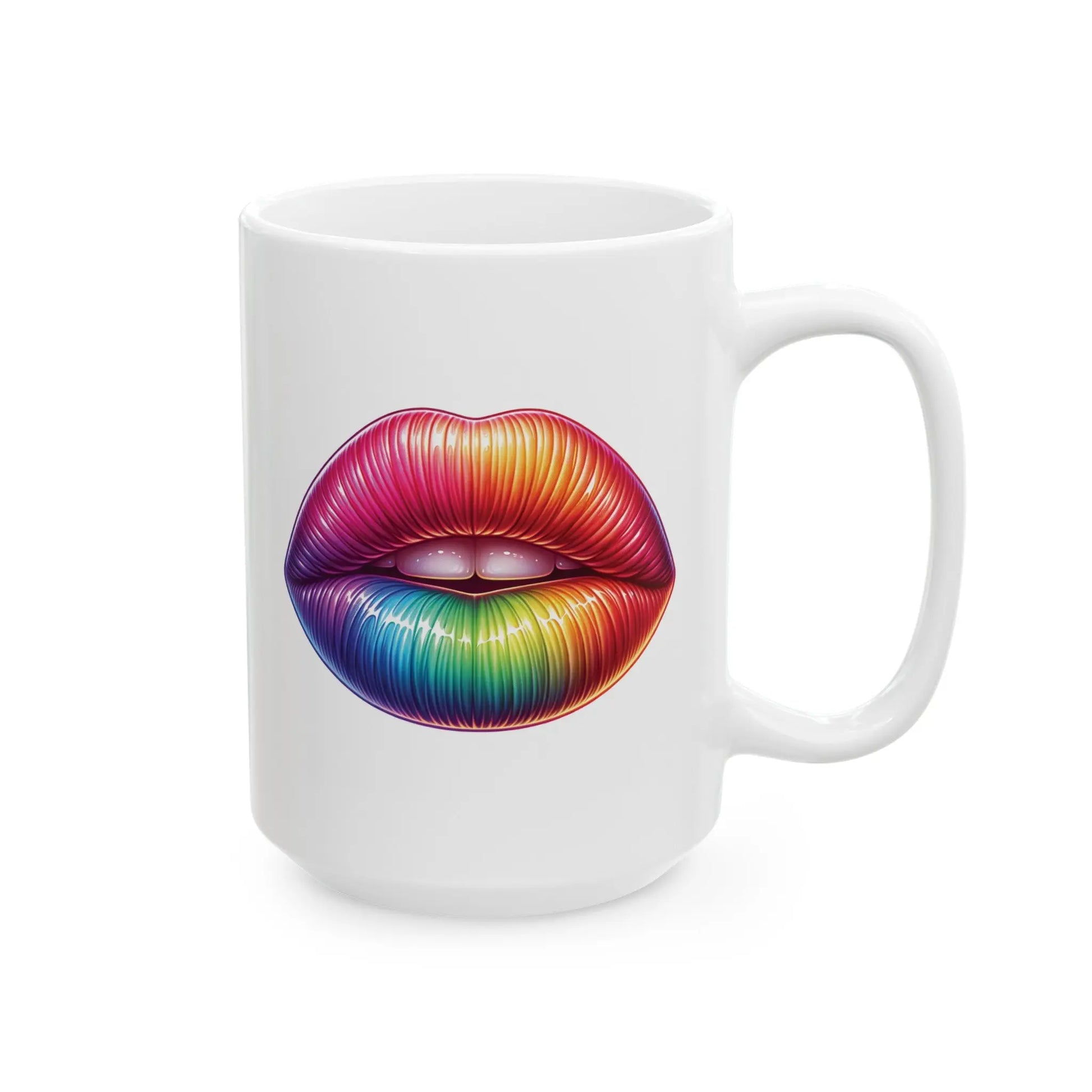 Kiss Whoever the Hell You Want - Bold and Vibrant Lips - White Ceramic Mug  (11oz, 15oz) -  Thirstique