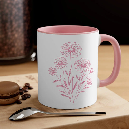 Freshly Picked Daisy's Ceramic Mug (White with Accent Colour | 11oz) -  Thirstique