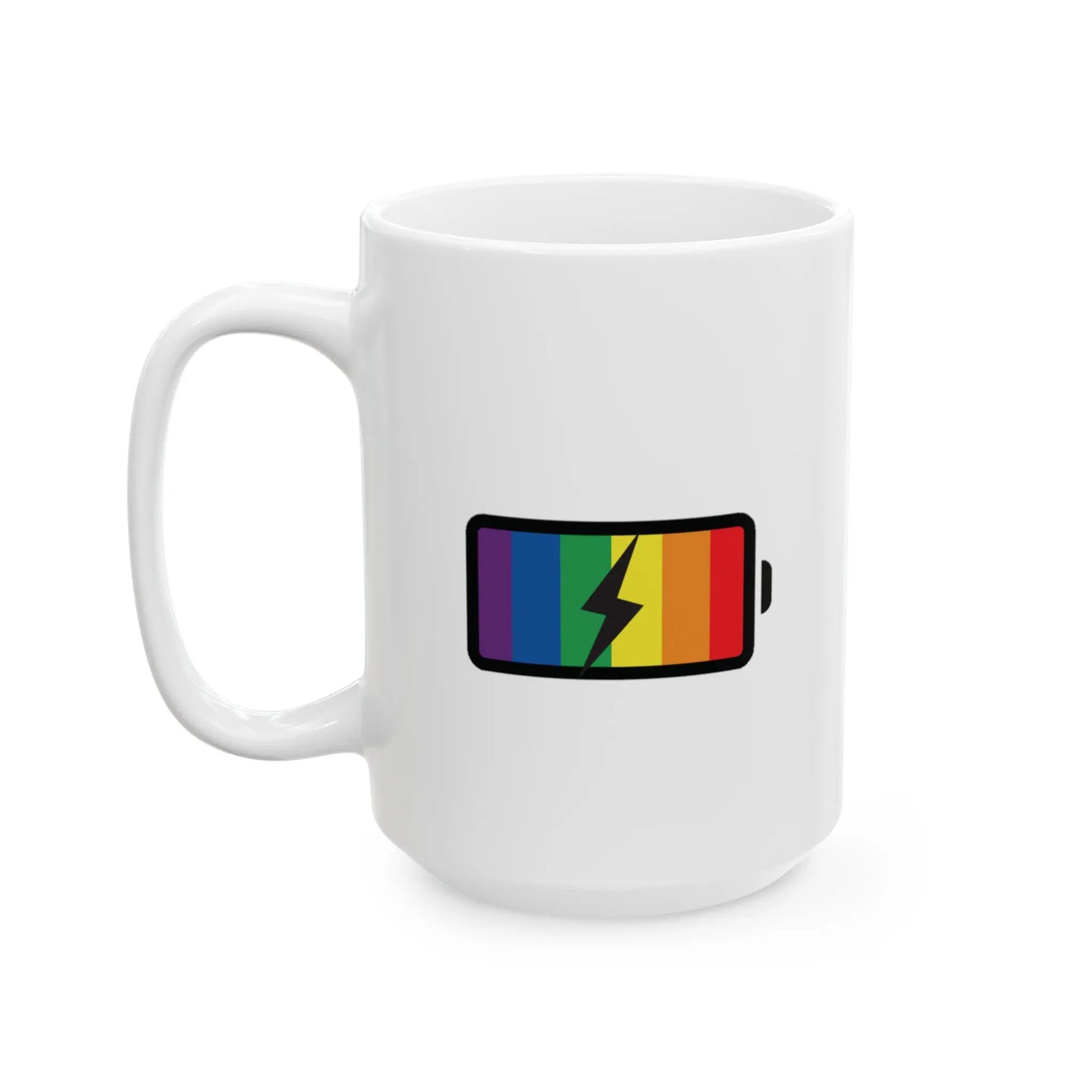 Pride Power Battery White Ceramic Mug  (11oz, 15oz) Printify