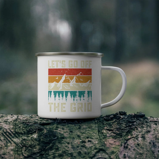 Lets get off the grid Enamel Camping Mug (12oz) -  Thirstique