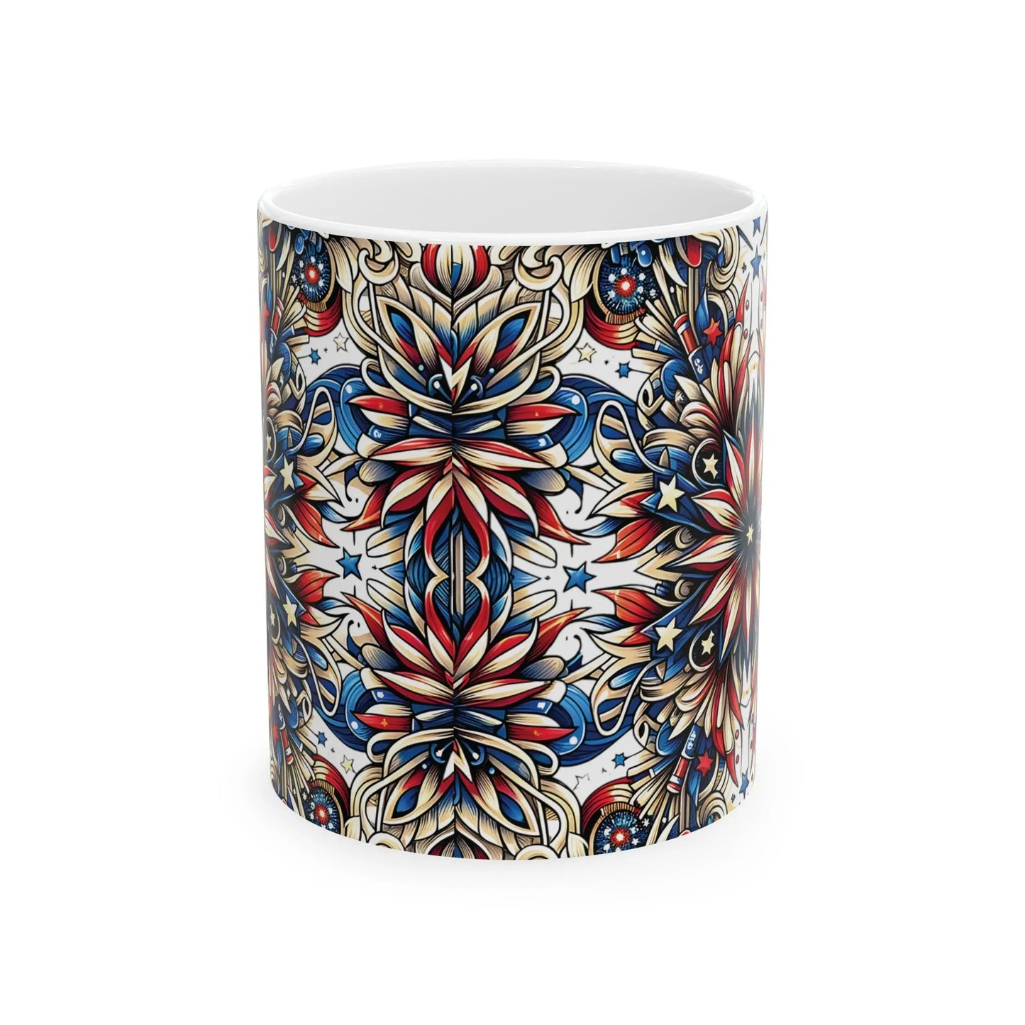 Liberty Lattice White Ceramic Mug  (11oz, 15oz) -  Thirstique