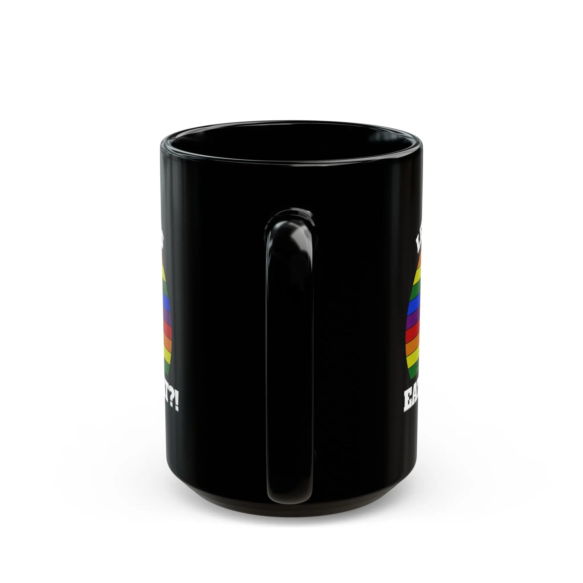 "Lesbians Eat What?! - Playful Cat Pride Black Ceramic Mug (11oz, 15oz) -  Thirstique