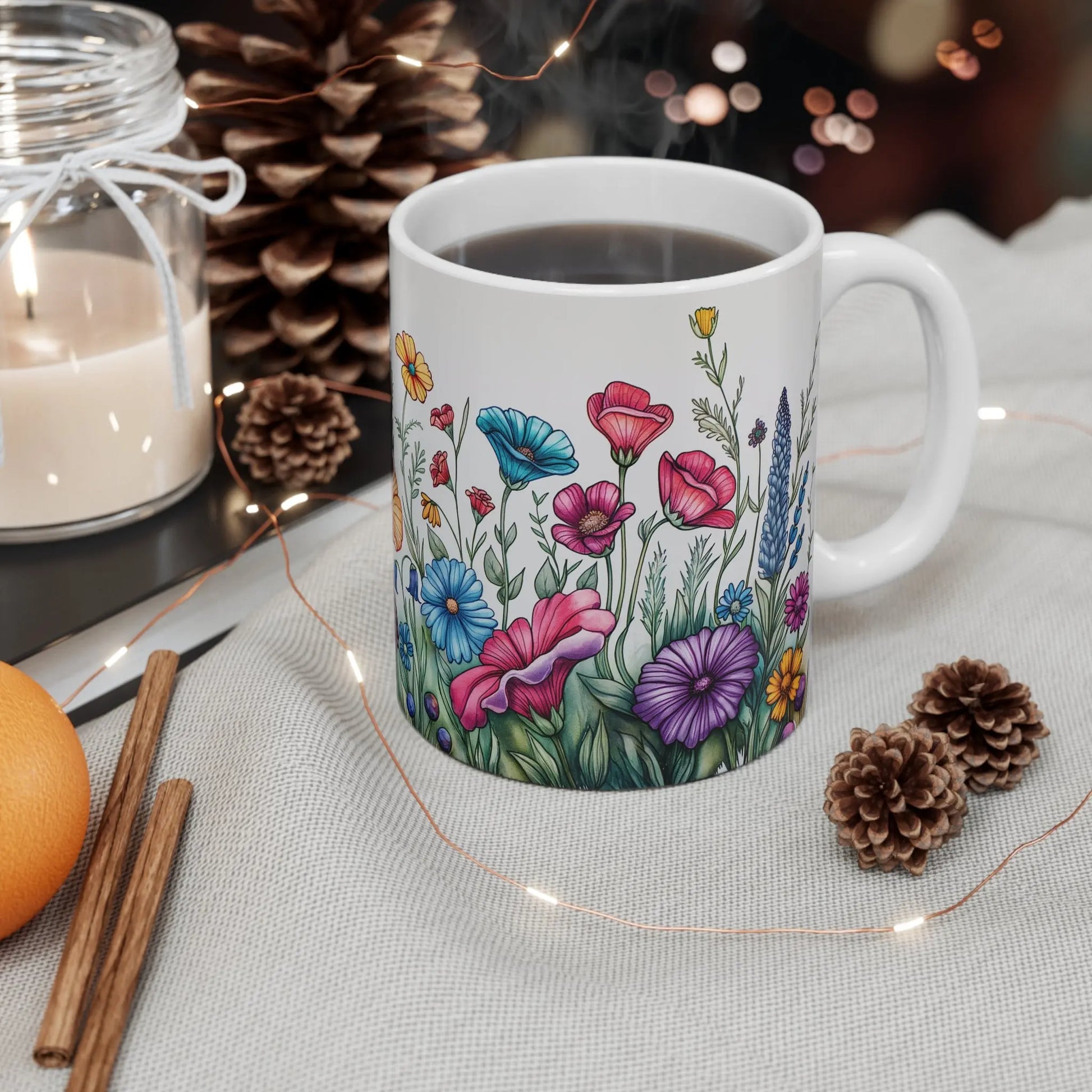 Wildflowers Ceramic Coffee Mug (White | 11oz) -  Thirstique