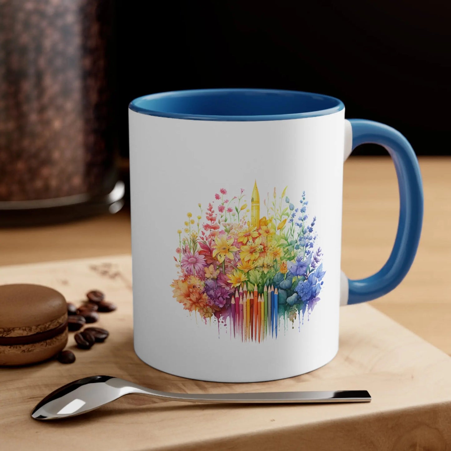 Rainbow Crayon Flower  - Autism Awareness Mug (White with Accent Colour | 11oz) -  Thirstique