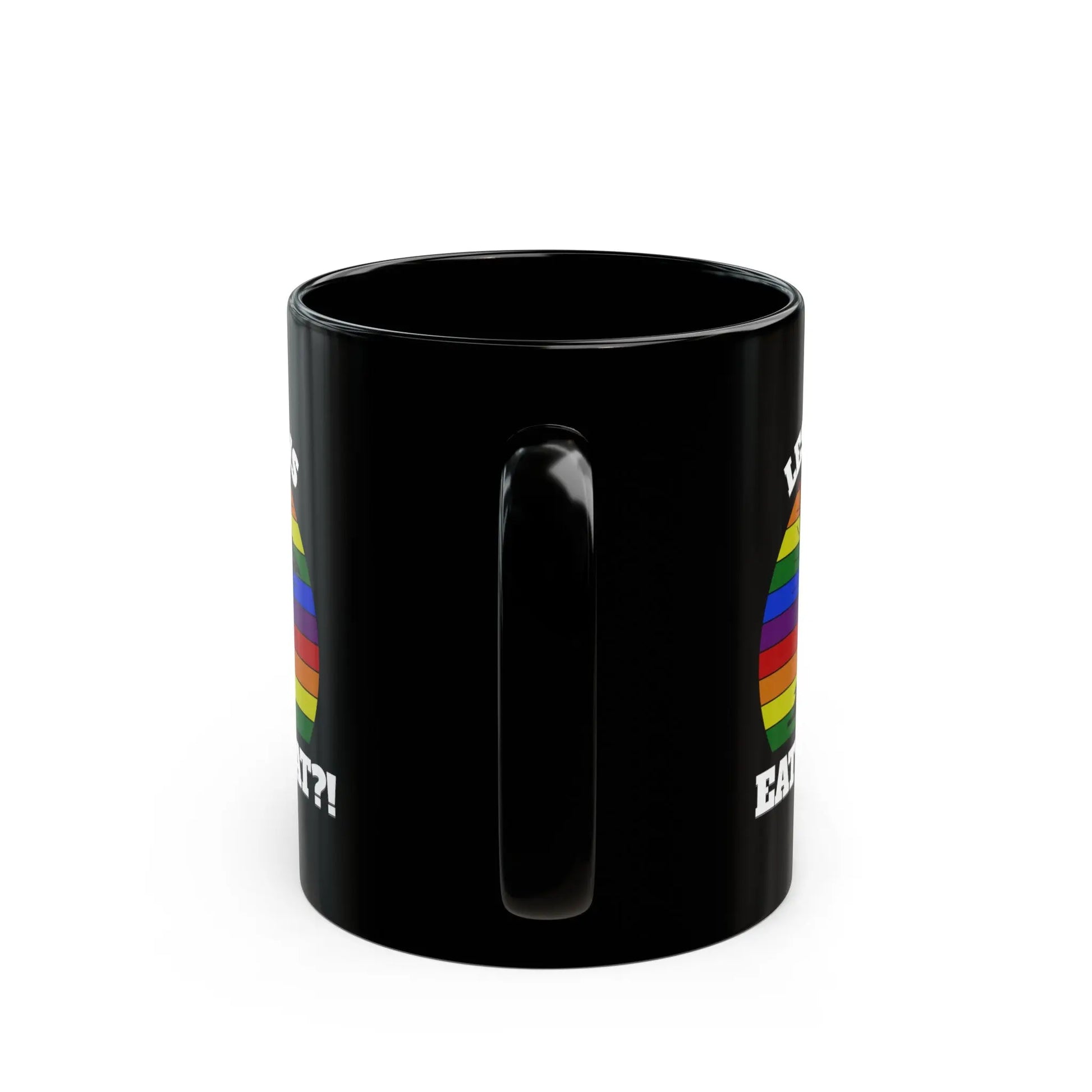 "Lesbians Eat What?! - Playful Cat Pride Black Ceramic Mug (11oz, 15oz) -  Thirstique