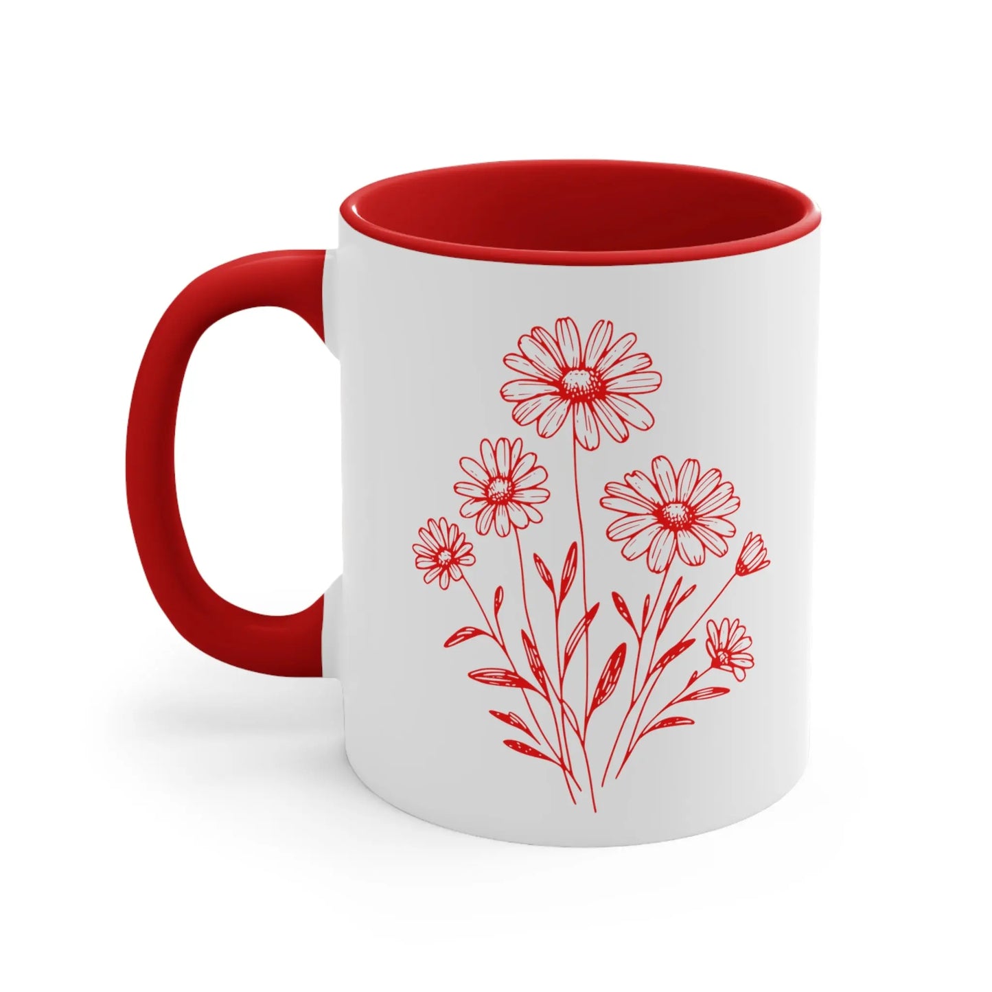 Freshly Picked Daisy's Ceramic Mug (White with Accent Colour | 11oz) -  Thirstique