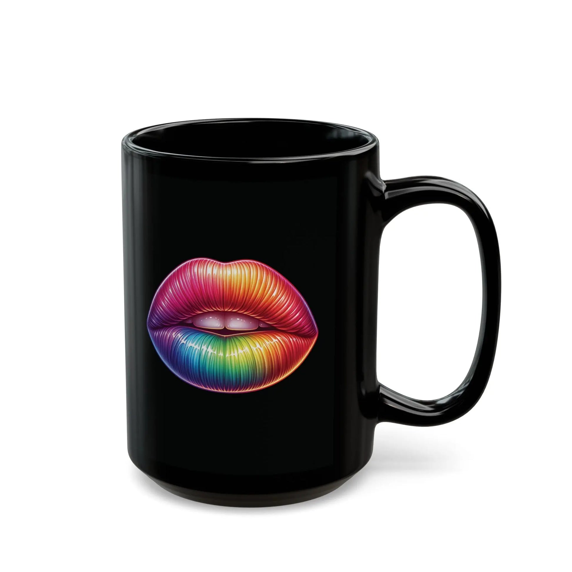 Kiss Whoever the Hell You Want - Bold and Vibrant Lips -  Black Ceramic Mug (11oz, 15oz) -  Thirstique