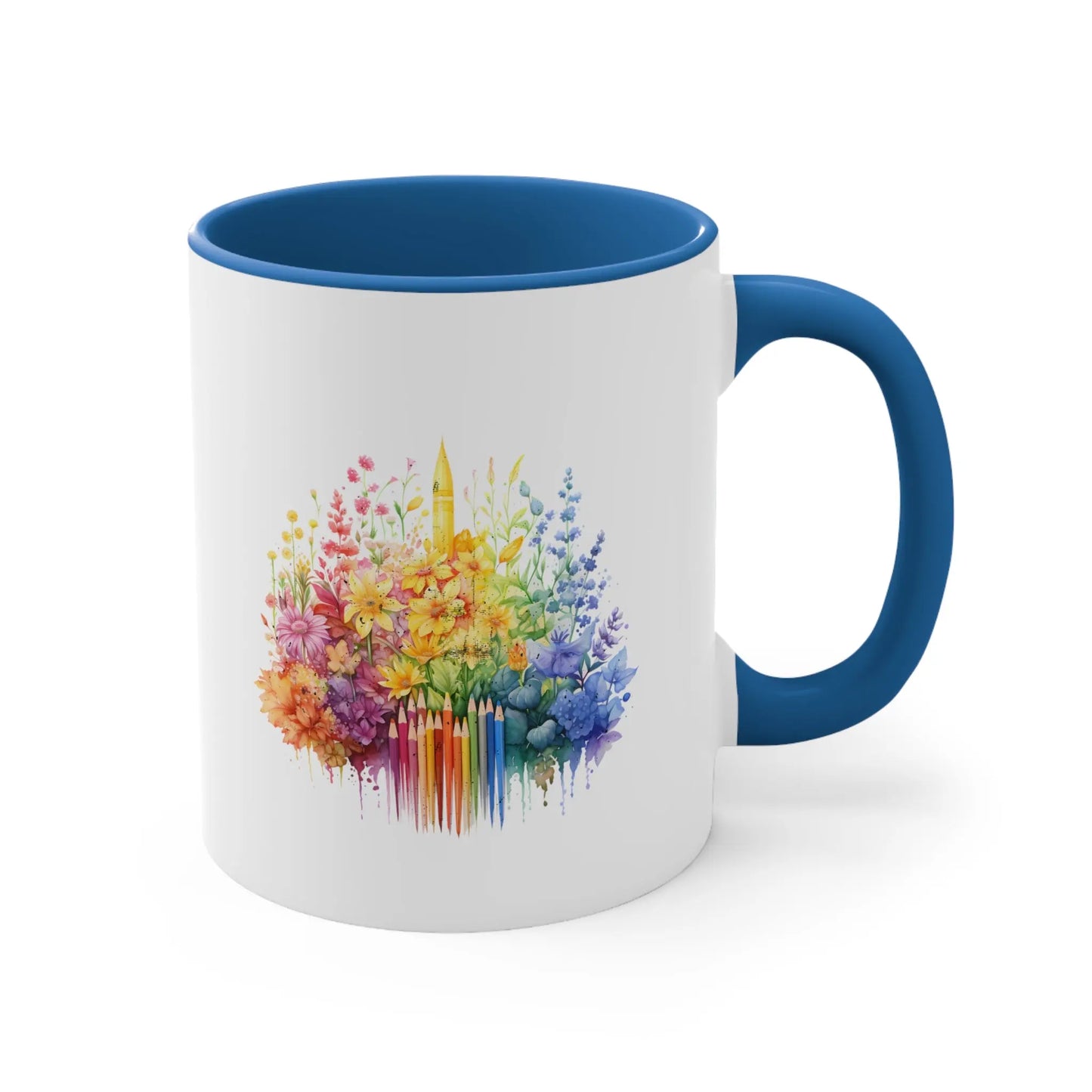 Rainbow Crayon Flower  - Autism Awareness Mug (White with Accent Colour | 11oz) -  Thirstique