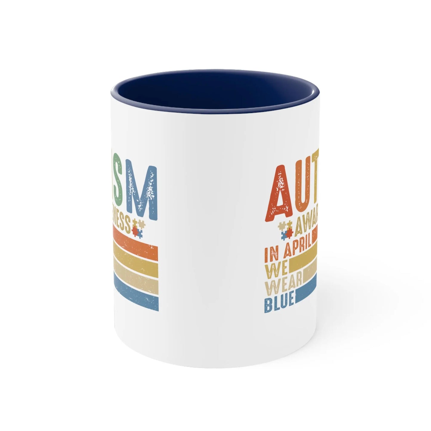 In April We Wear Blue - Autism Awareness Mug (White with Accent Colour | 11oz) -  Thirstique