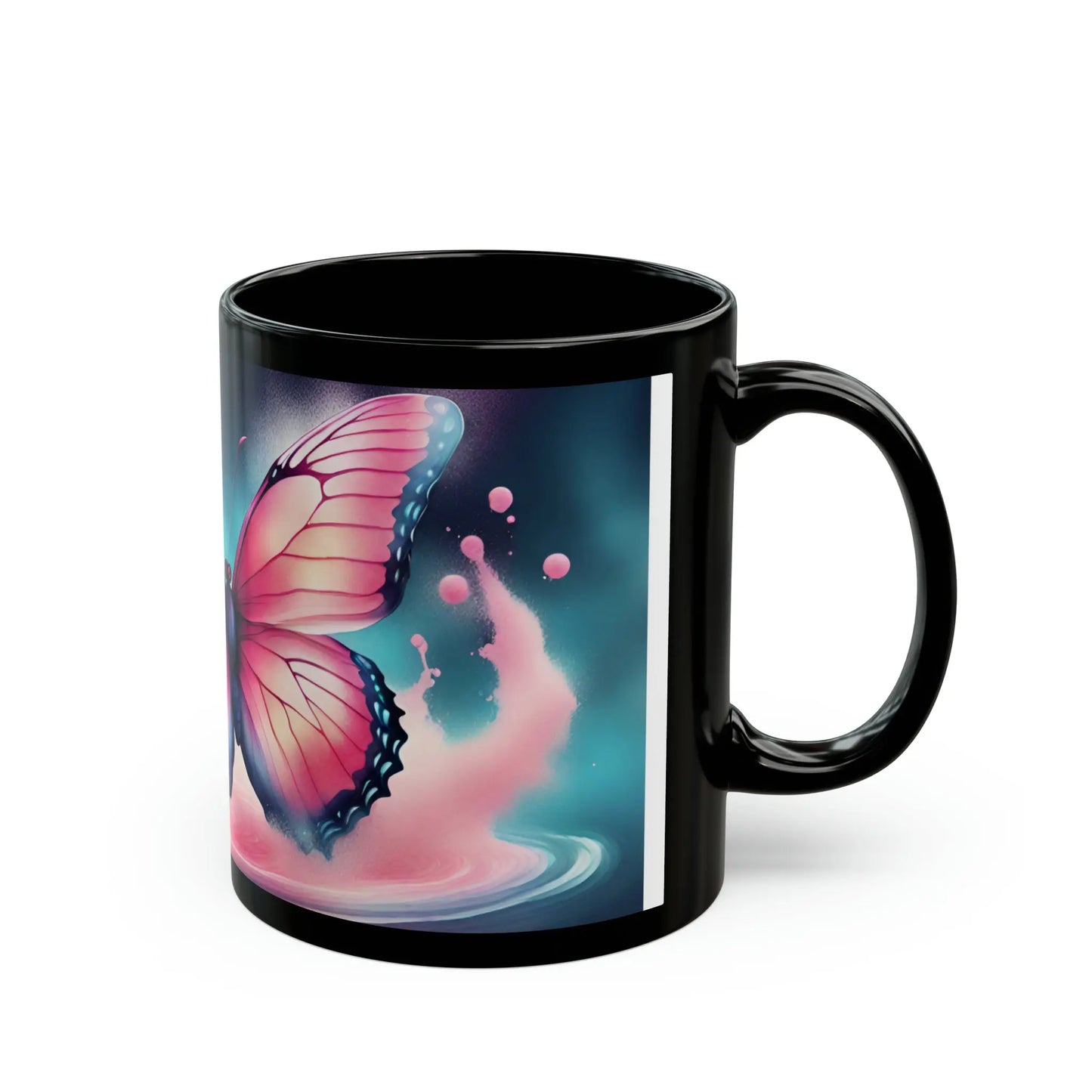 Pink Butterfly Ceramic Coffee Mug (Black |11oz) -  Thirstique