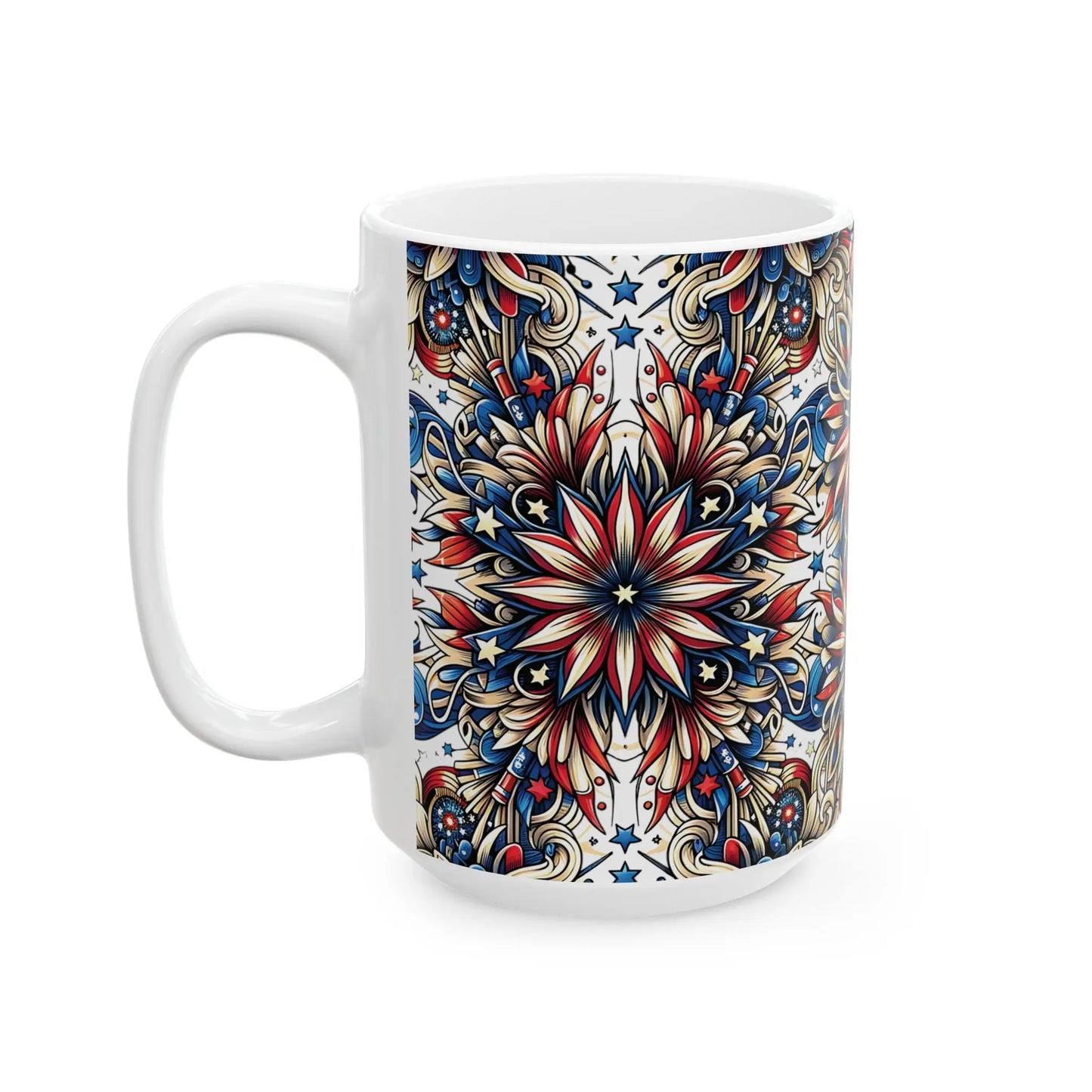 Liberty Lattice White Ceramic Mug  (11oz, 15oz) -  Thirstique